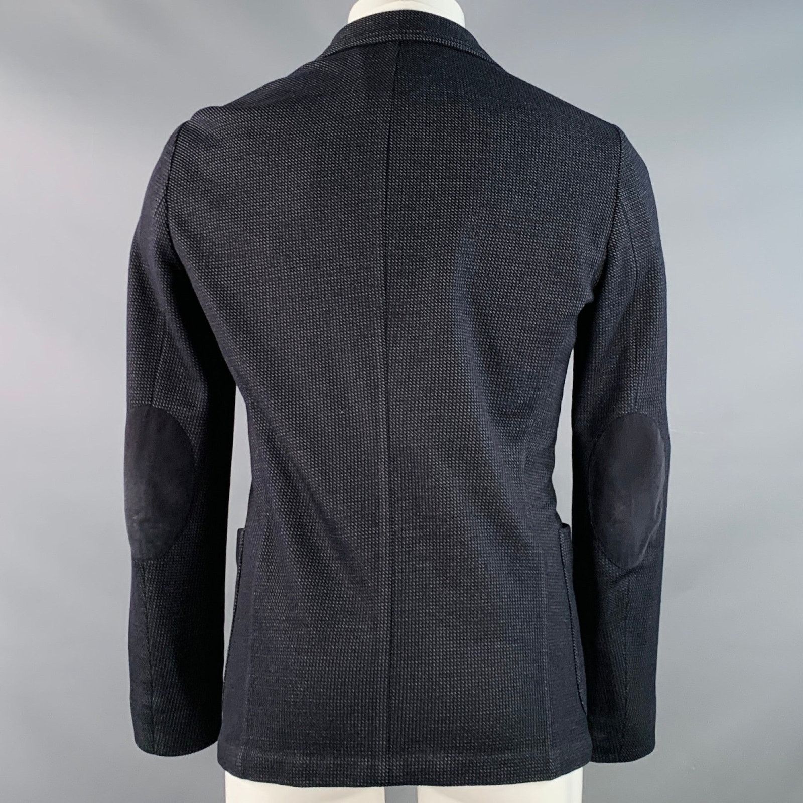 Armani Collezioni Size 40 Black Blue Textured Wool Blend Sport Coat Size 40R - 4 Thumbnail