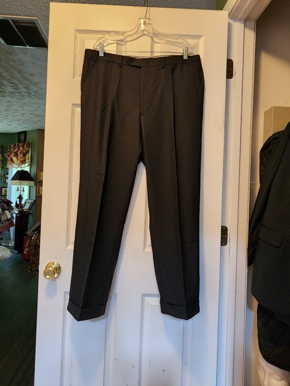 Canali canali men's black 100%wool dress pants size: 38/30 Size 38R - 1 Thumbnail