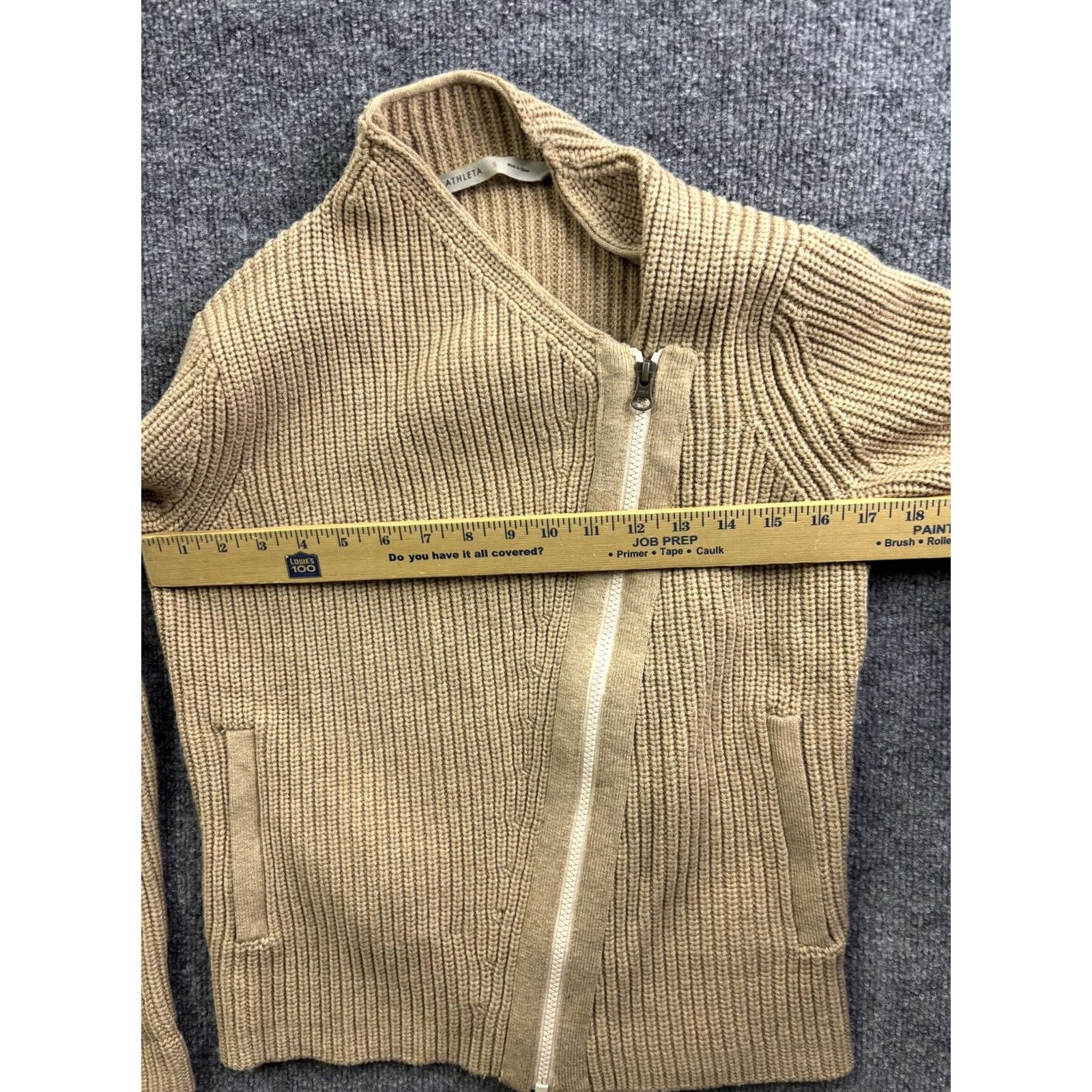 Athleta Athleta Sweater Jacket Womens S Beige Merino Wool Full Zip Knit with Pockets Size S / US 4 / IT 40 - 5 Thumbnail