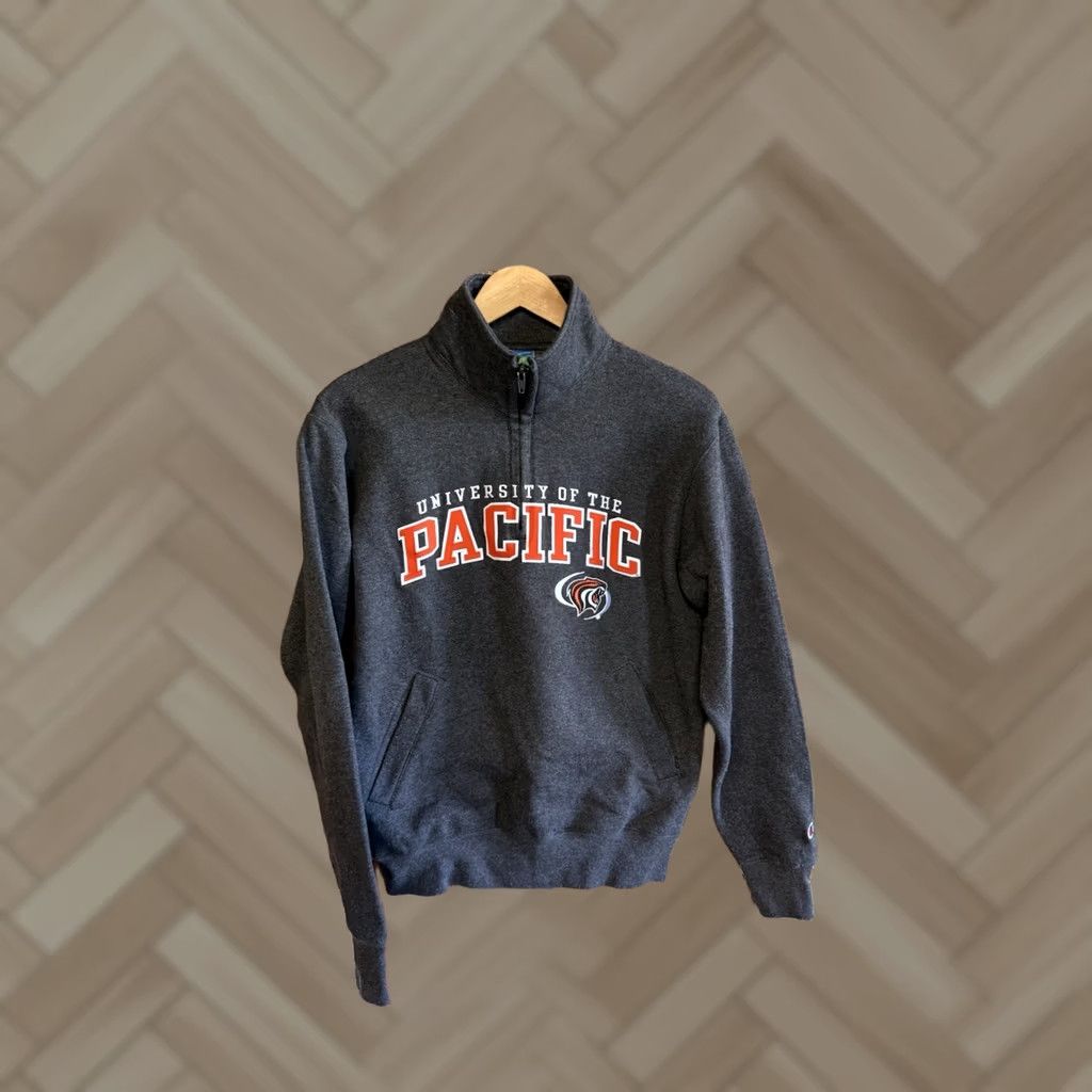 Champion Champion Womens Gray 1/4 Zip Mock Neck Pullover Sweatshirt Pacfic University S Sweatshirt Mens Womens Boys Girls Size S / US 4 / IT 40 - 1 Thumbnail