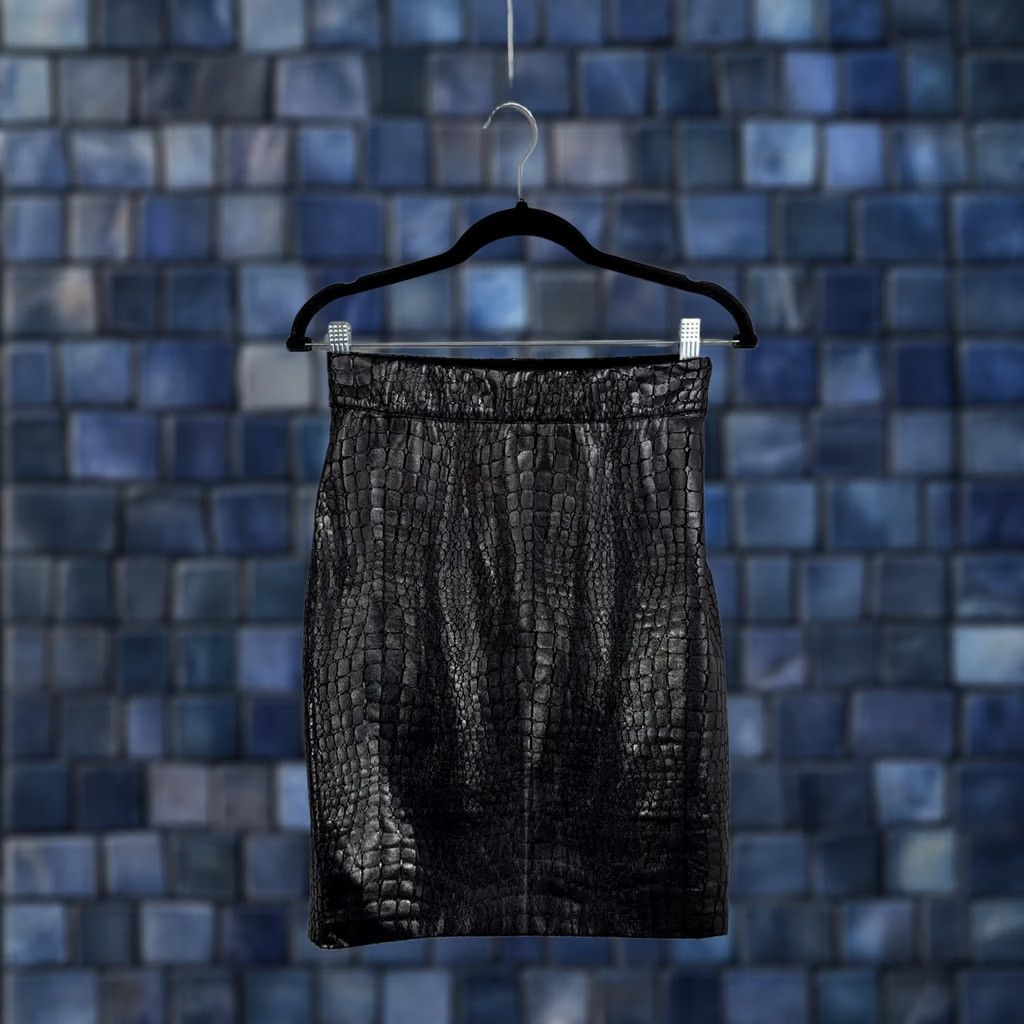 Brochu Walker Brochu Walker Skirt Womens Small Black Croc Embossed Faux Leather Pencil Office Size 28" / US 6 / IT 42 - 1 Thumbnail