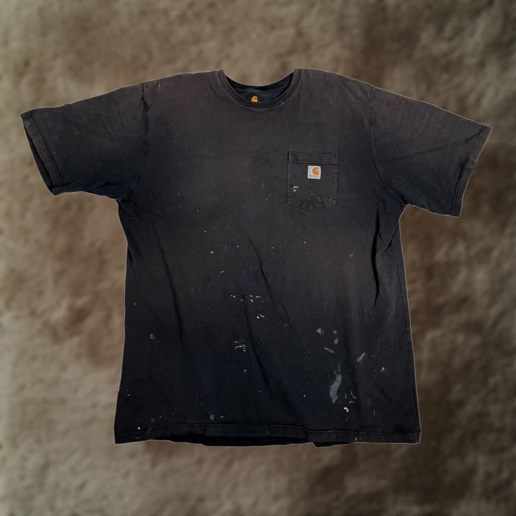 Carhartt Carhartt Pocket T-Shirt Mens 3XLT Black K87 Workwear Paint Stains Distressed Size US XXL / EU 58 / 5 - 1 Thumbnail