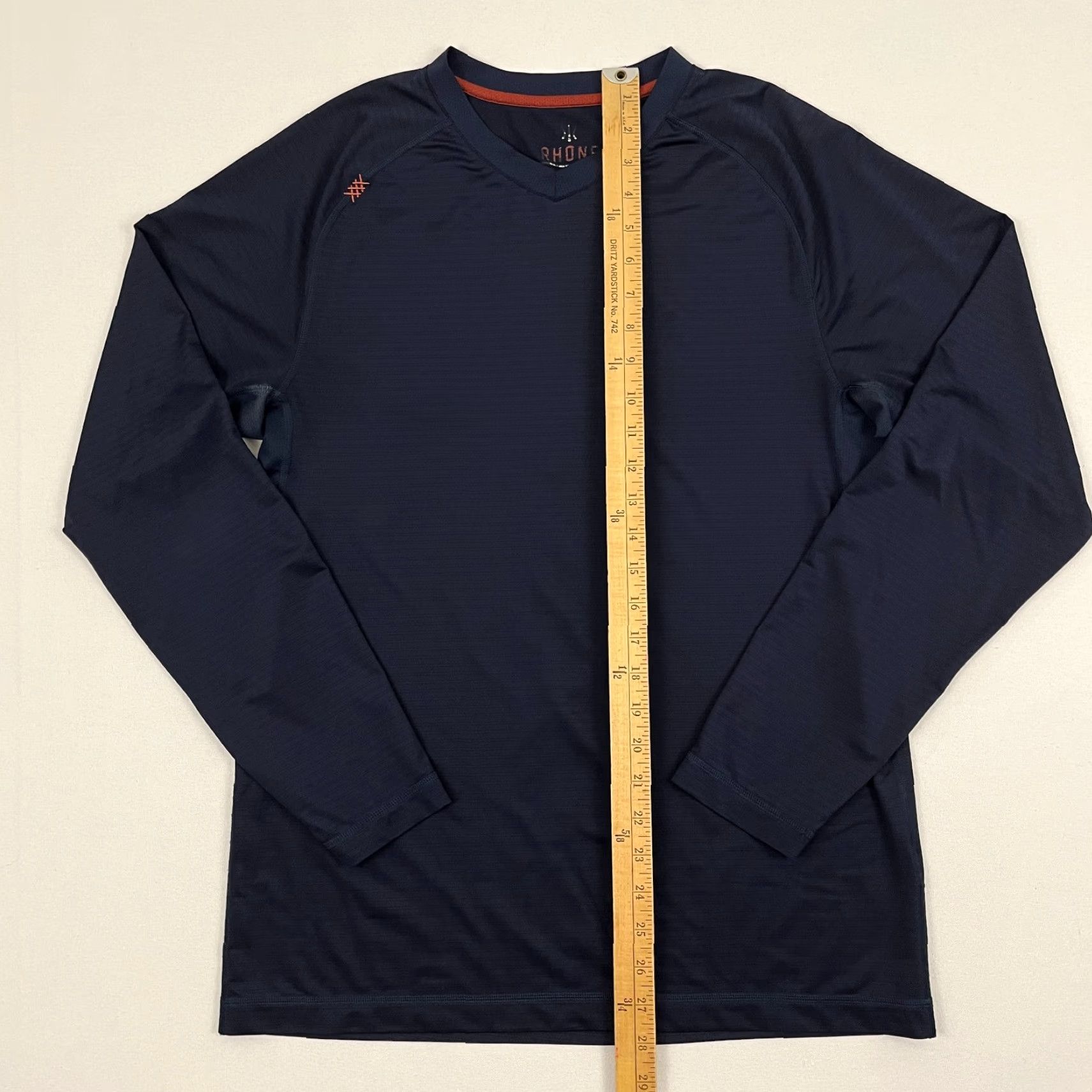 Rhone Rhone Shirt Mens M Navy Blue Active Workout Gym Run Training Long Sleeve V-Neck Size US M / EU 48-50 / 2 - 6 Thumbnail