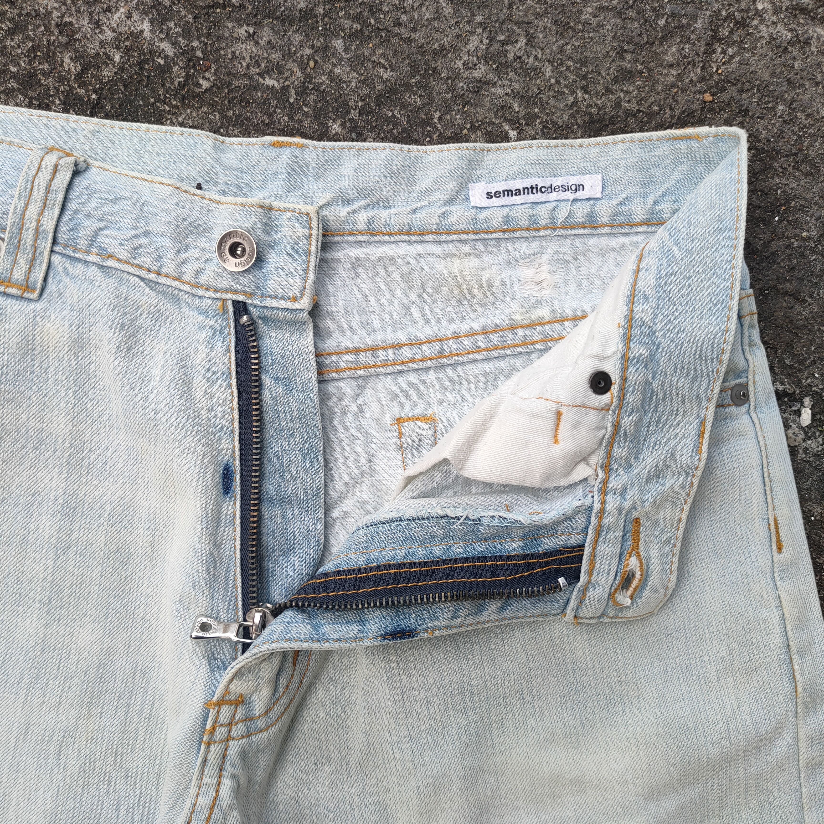 Japanese Brand × Jean × Vintage VINTAGE SEMANTIC DESIGN FLARE RIPPED LIGHT BLUE JEANS PANTS Size US 31 - 7 Thumbnail