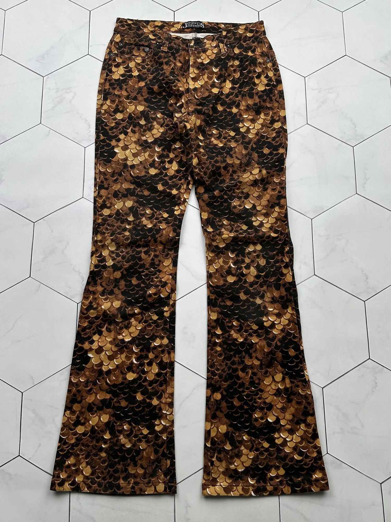 Japanese Brand Vintage Printed Flare Pants (B432)E2 Size 28" / US 6 / IT 42 - 1 Thumbnail