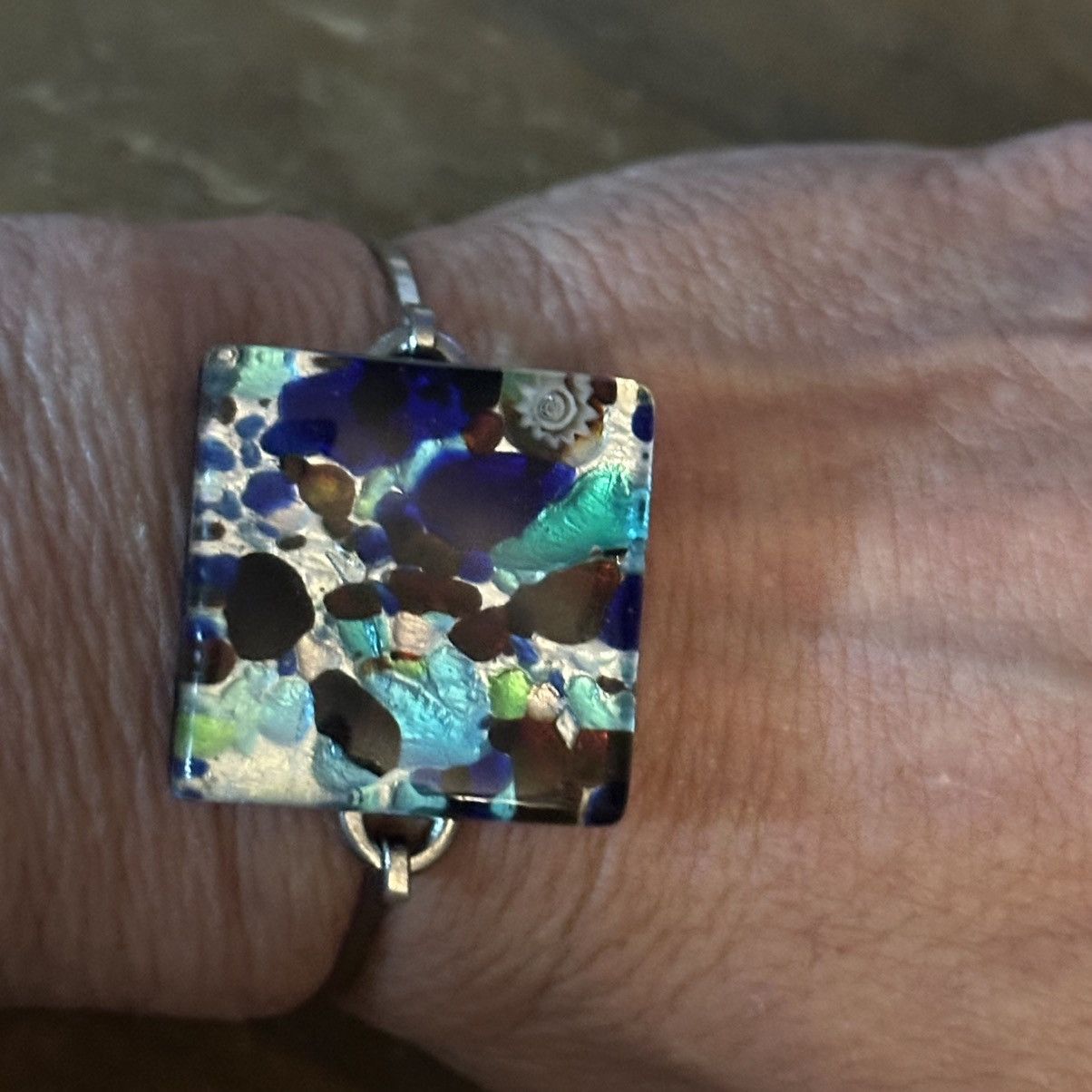 Other Silver tone Murano Glass bangle bracelet Size ONE SIZE - 2 Thumbnail