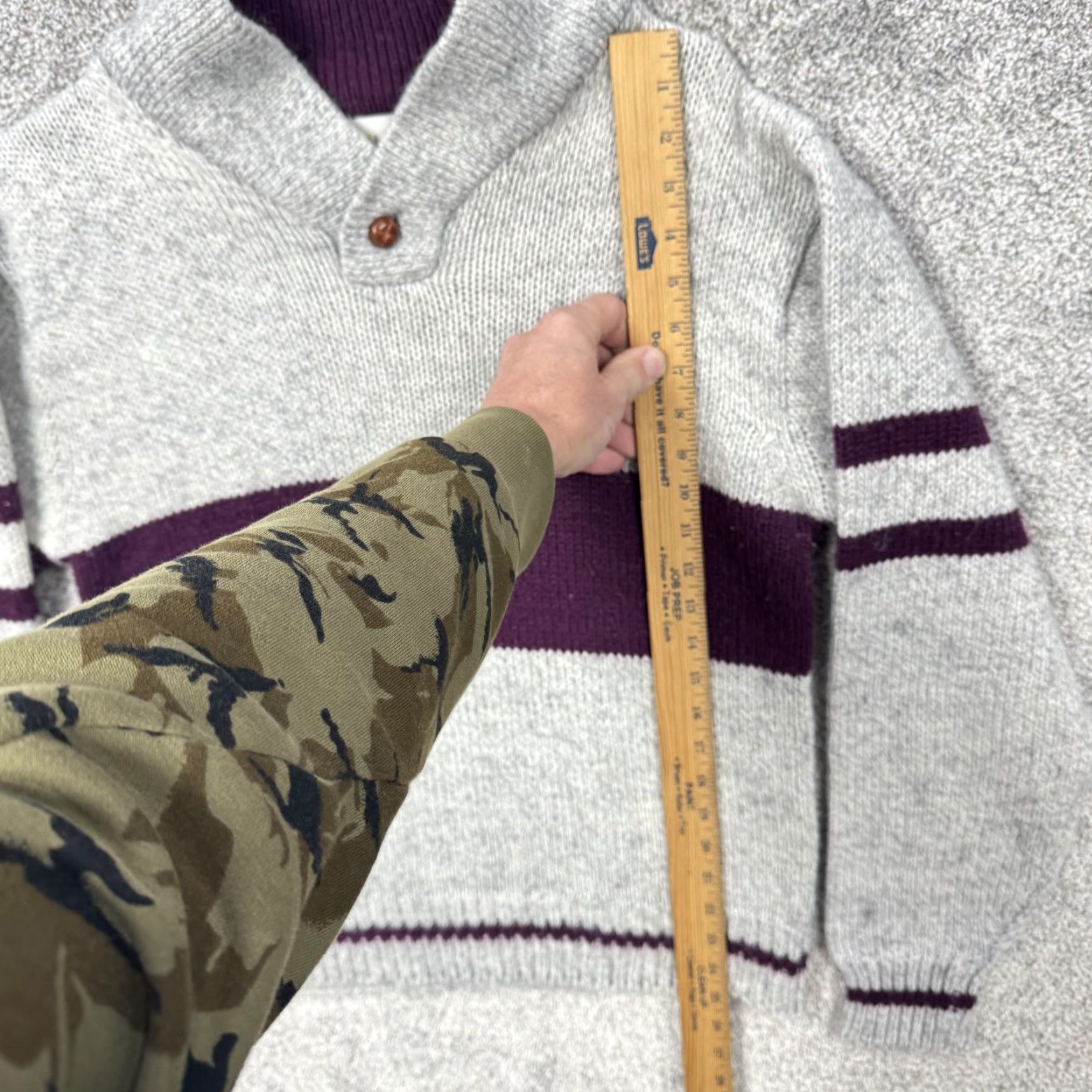 Vintage VINTAGE Chapel Hill Sweater Male Medium Shawl Collar Striped Gray Maroon Knit Pullover College Preppy Grandpacore Mens Shirts Size US M / EU 48-50 / 2 - 2 Thumbnail