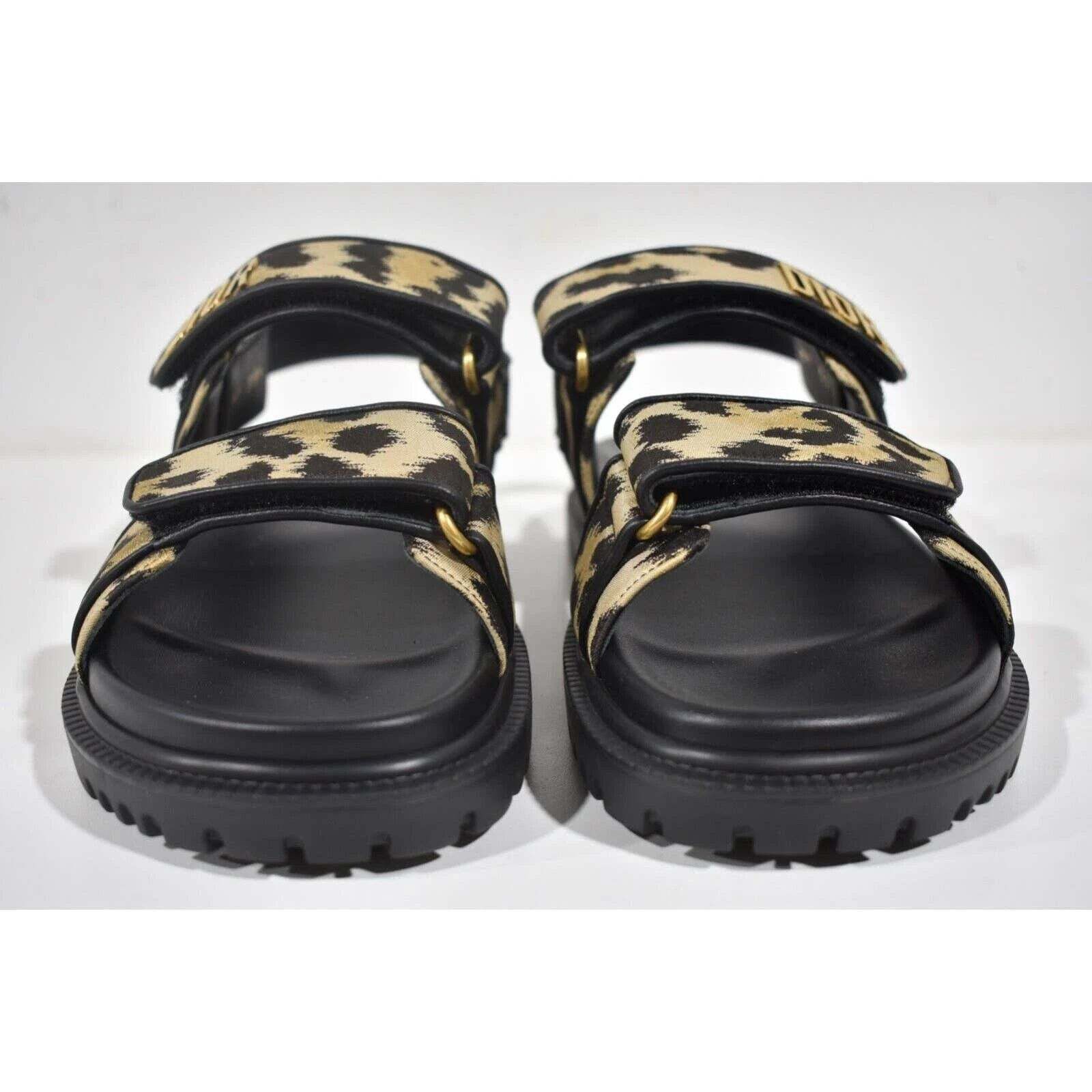 Dior Christian Dior Act Dway Black Gold Leopard Shiny Logo Strap Size US 5.5 / IT 35.5 - 5 Thumbnail