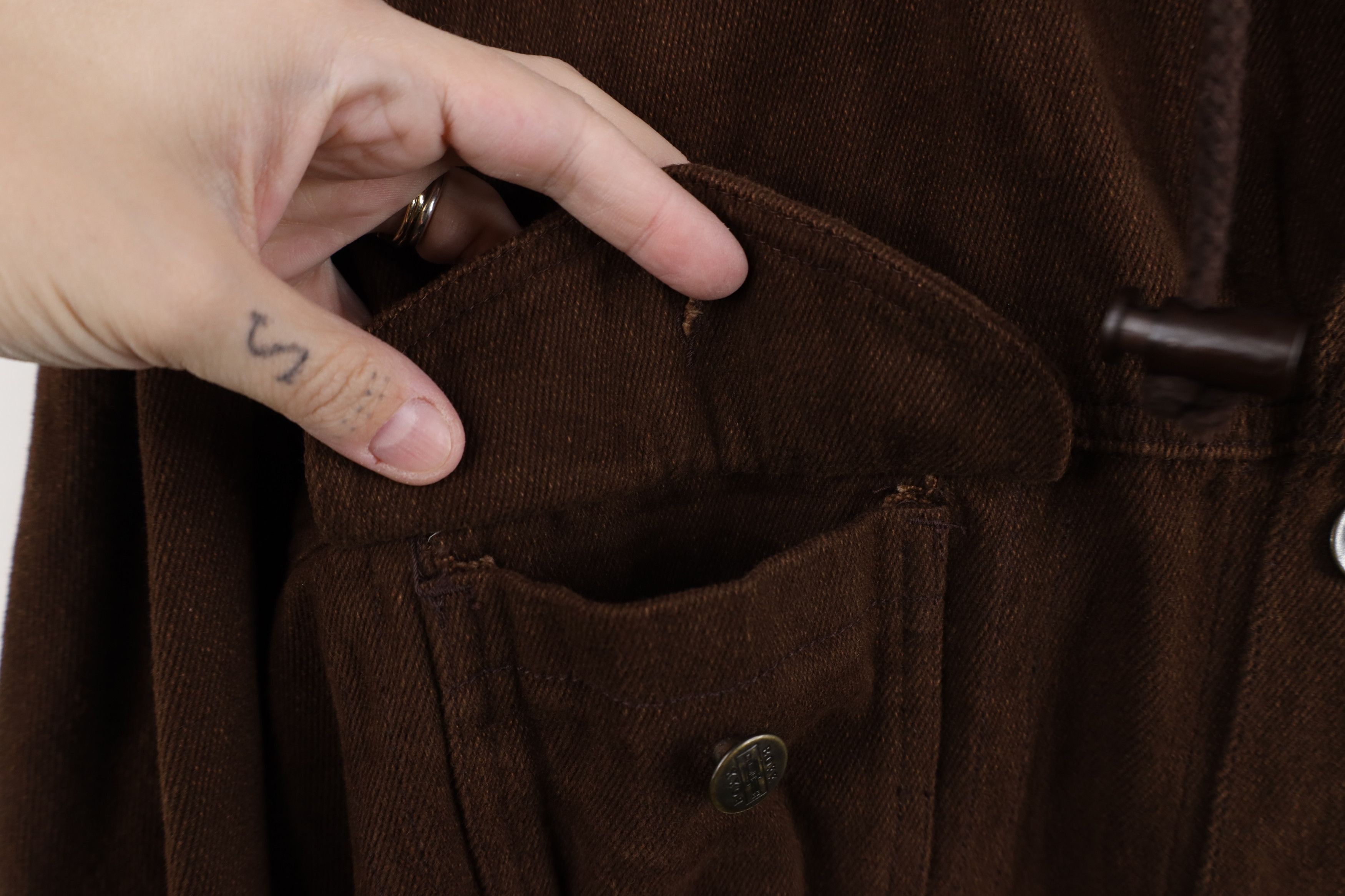 Vintage Vintage 90s Streetwear Fit Hooded Denim Trucker Jacket Brown Size US L / EU 52-54 / 3 - 7 Thumbnail