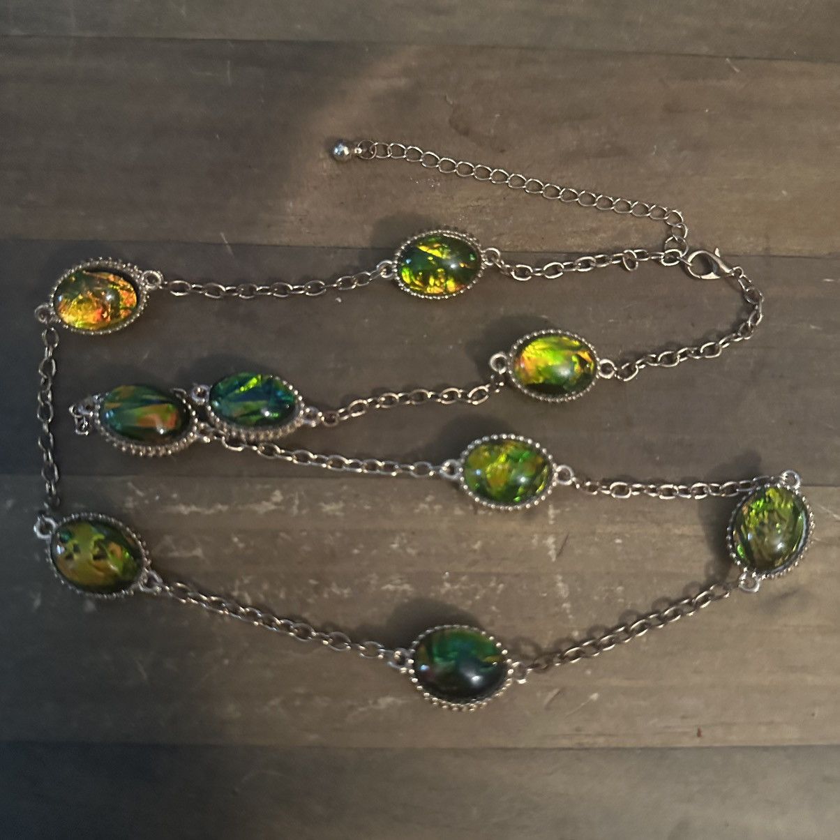 Other Gold tone stationed fire opal chain necklace Size ONE SIZE - 2 Thumbnail