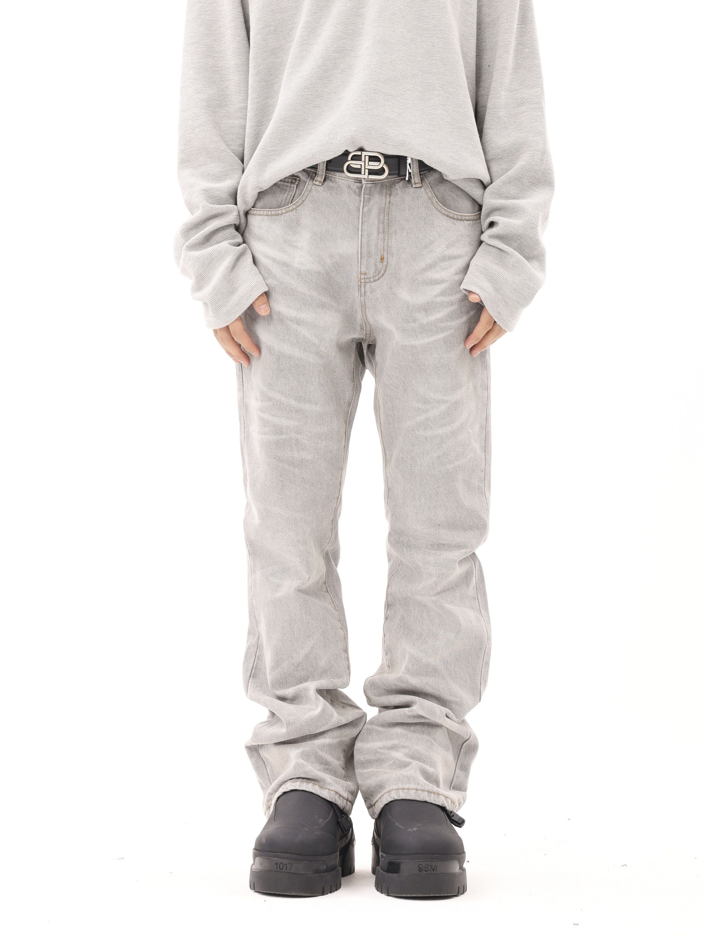 washed faded grunge flared jeans