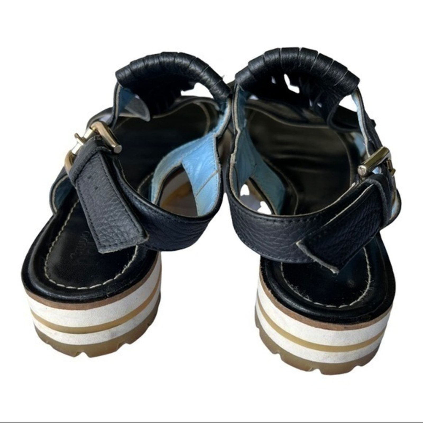 Pollini Studio Pollini Black Platform Leather Sandals Fringe Size 37 Size US 7 / IT 37 - 3 Thumbnail
