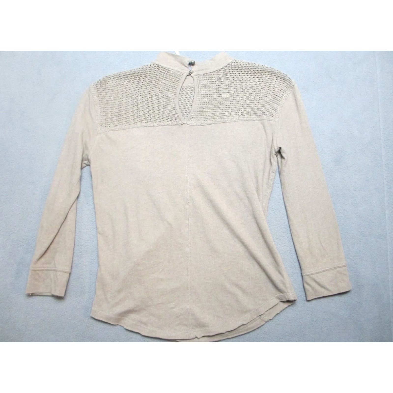 Free People Free People Tunic Top Womens XS Beige Textured Knit Mock Neck Keyhole Front Size XS / US 0-2 / IT 36-38 - 5 Thumbnail