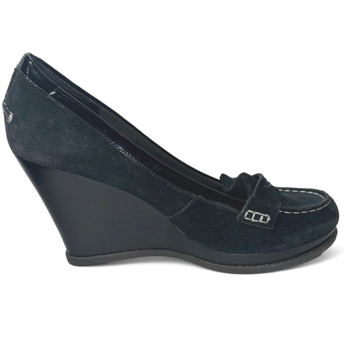 Sperry Sperry Black Suede Patent Leather Wedge Heels Women sz 8.5 Size US 8.5 / IT 38.5 - 4 Thumbnail