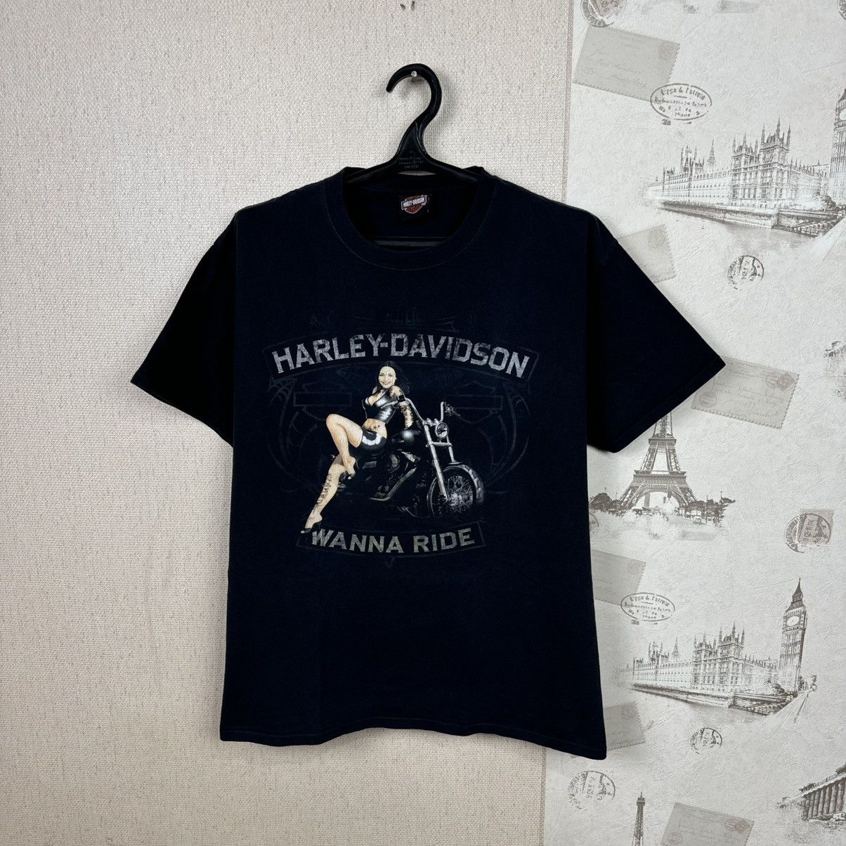 Harley Davidson Vintage Harley Davidson T shirt Girl Biker Streetwear Black Size US L / EU 52-54 / 3 - 1 Thumbnail