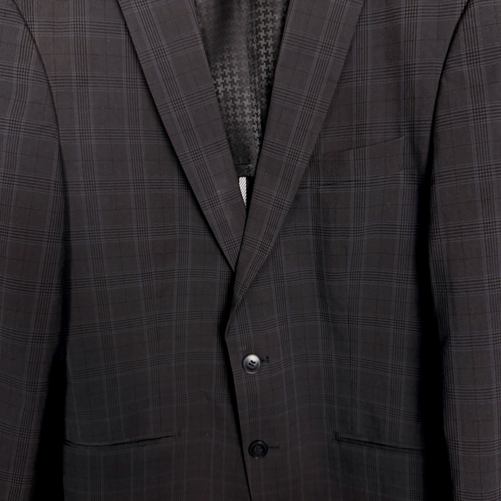 John Varvatos John Varvatos USA Men's 40R Dark Gray Blue Plaid Blazer Size 40R - 6 Thumbnail