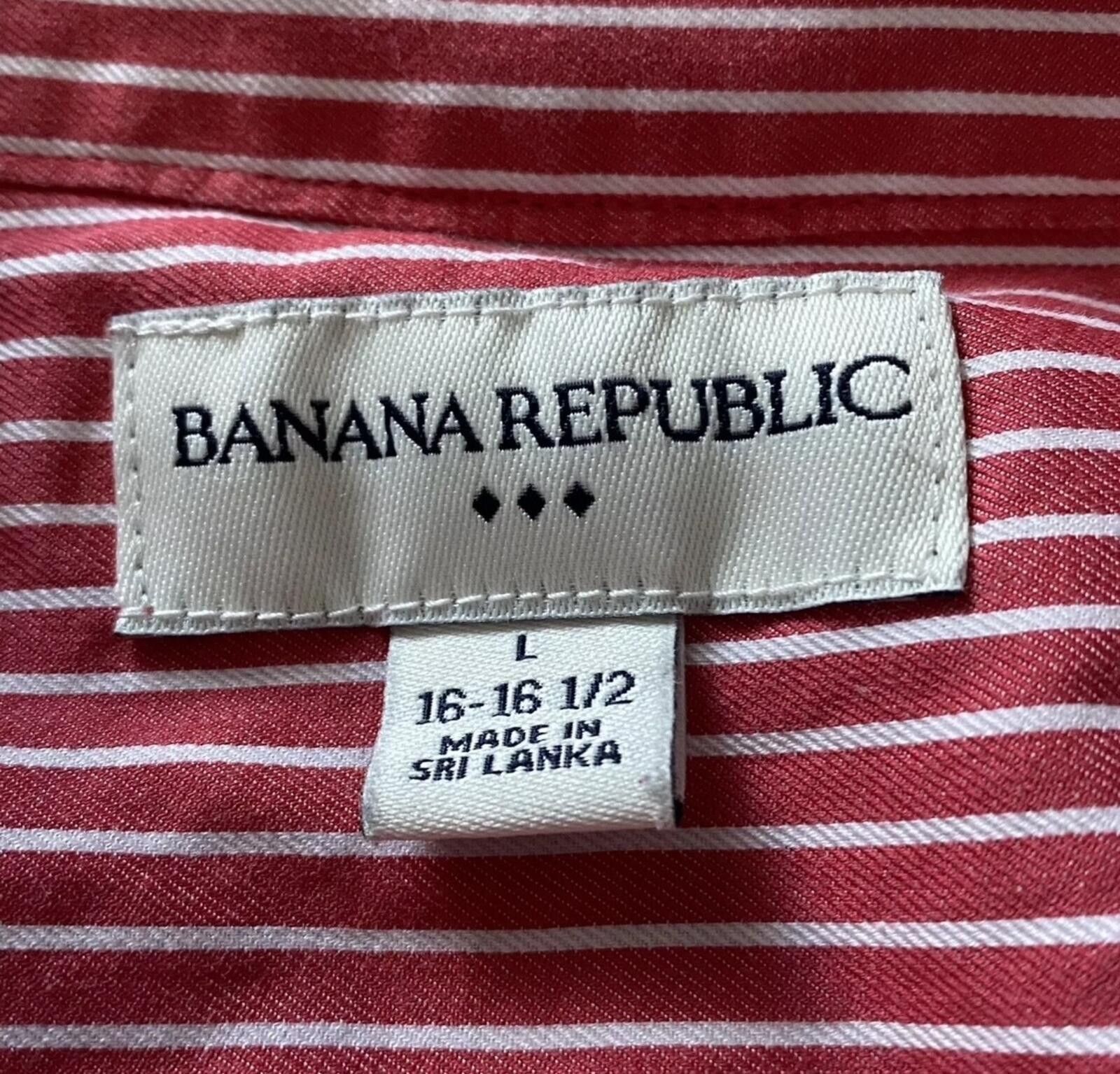 Banana Republic Banana Republic Red/White Long Sleeve Size Large 16-16 1/2 Size 42R - 3 Thumbnail