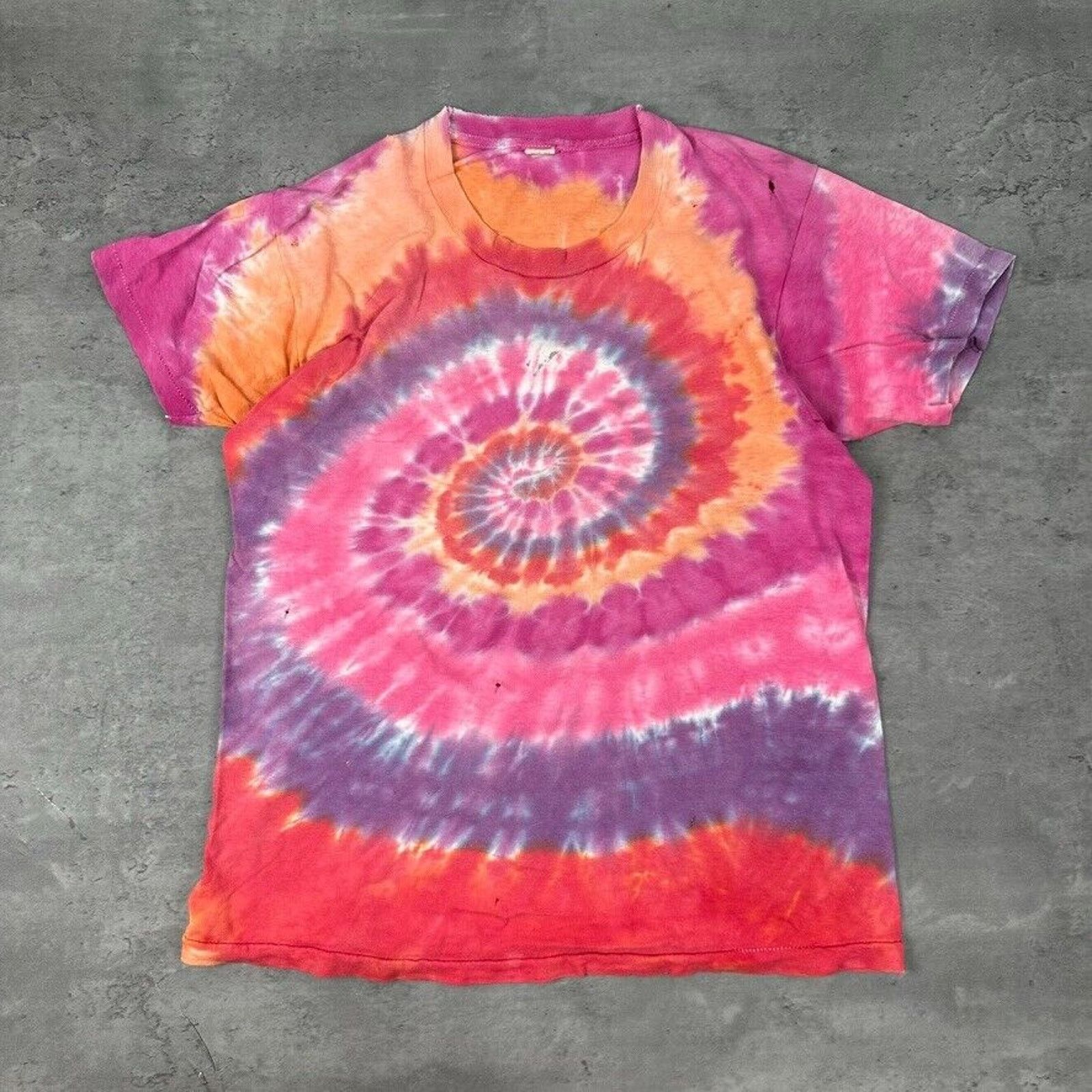 Vintage Vintage Screen Stars Pink Orange Tie Dye Swirl T Shirt Size US M / EU 48-50 / 2 - 1 Thumbnail