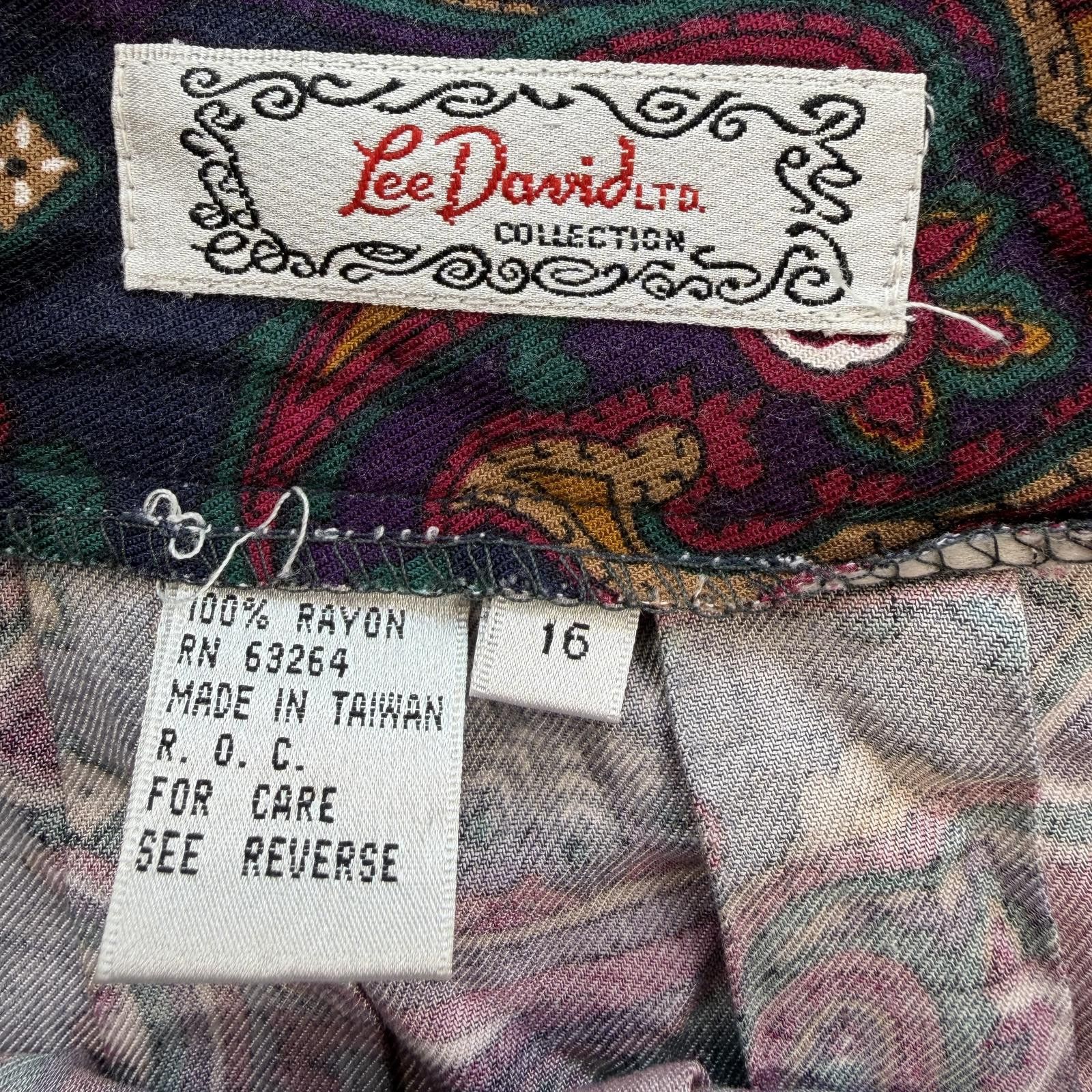 Other Vintage 90s Lee Davidson Paisley Rayon Button Front Skirt 16 Size 38" / US 16 / IT 52 - 4 Thumbnail