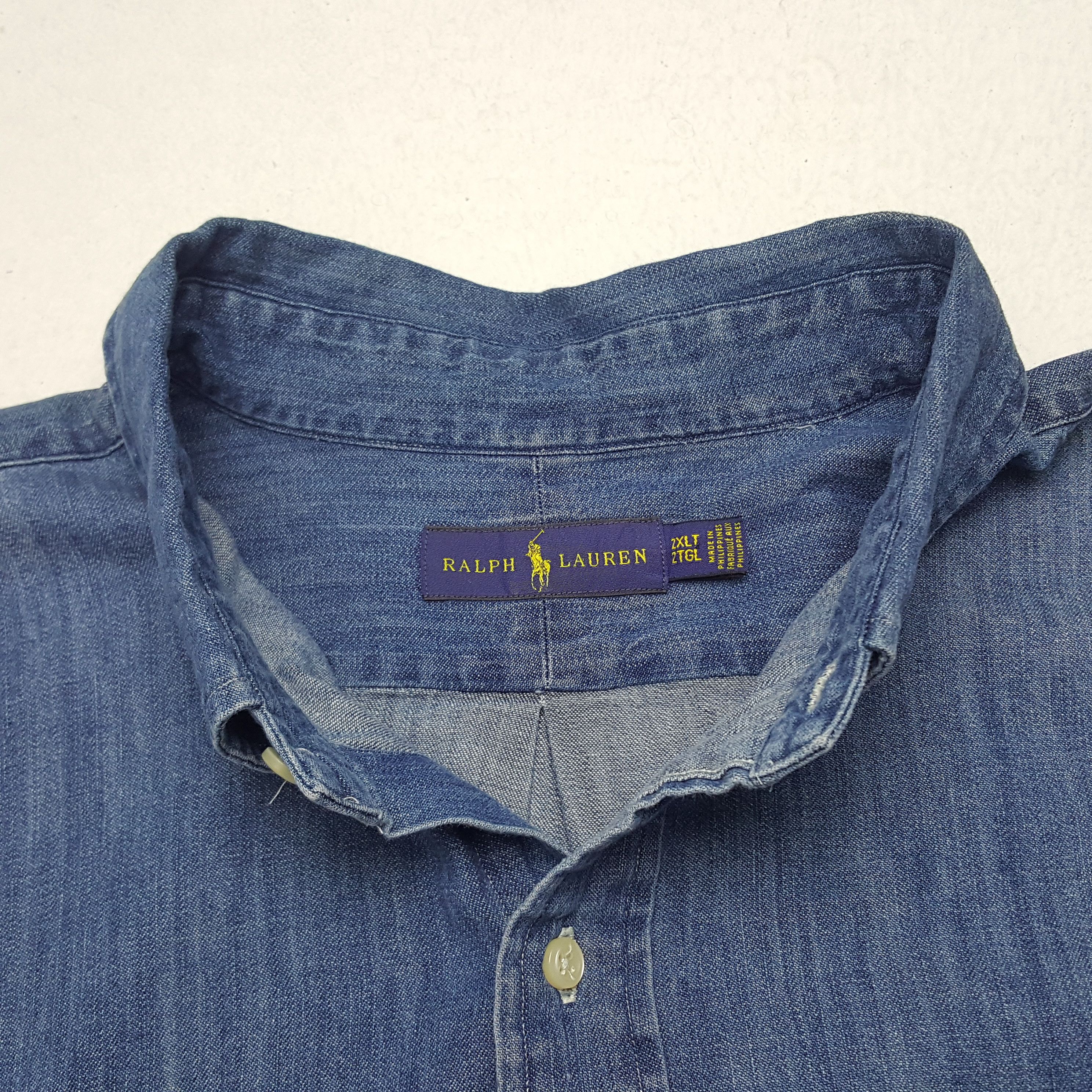 Ralph Lauren × Vintage Vintage Ralph Lauren American Brand Denim Shirt Button Up Size US XXL / EU 58 / 5 - 5 Thumbnail