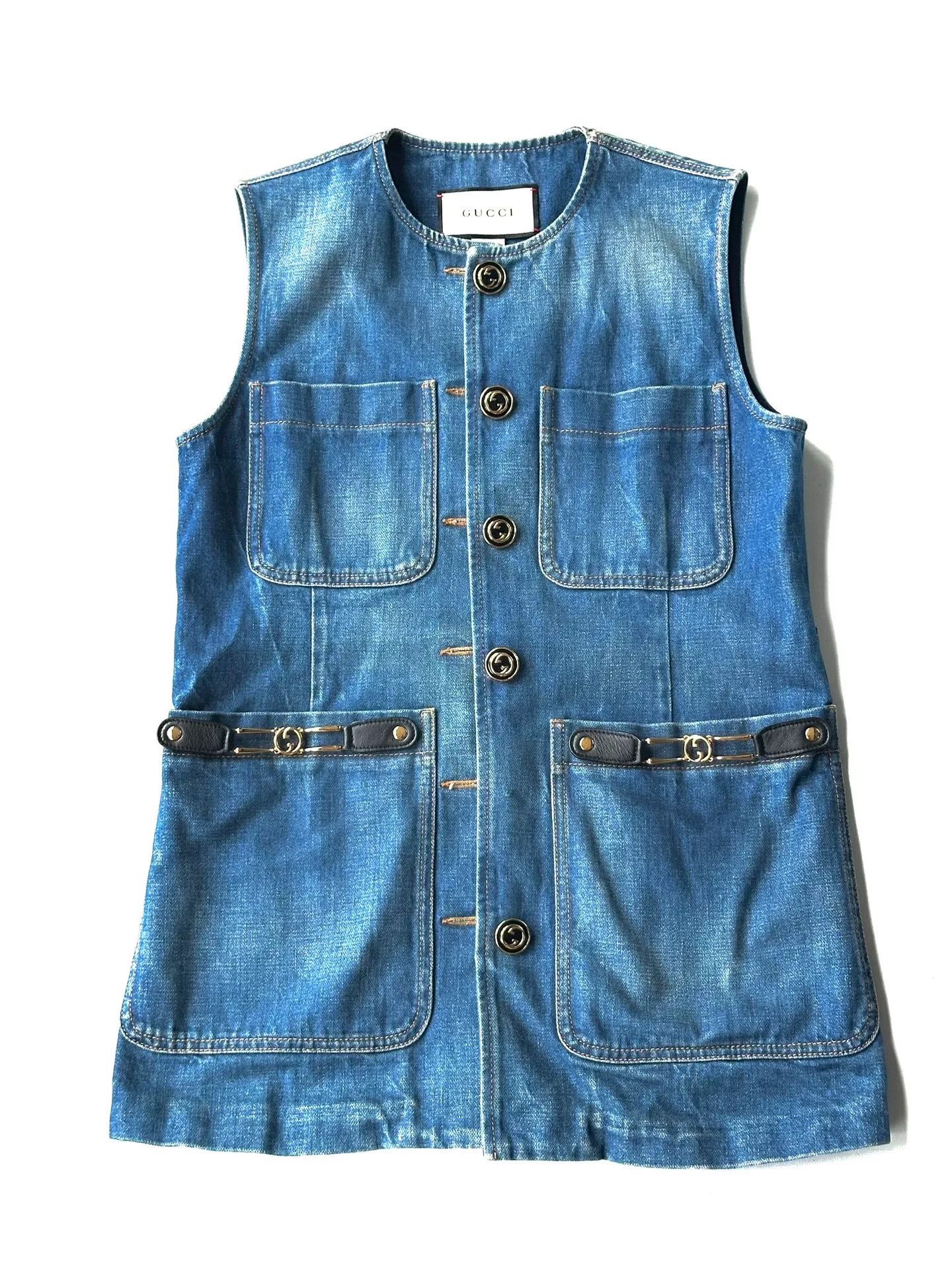 Gucci Gucci Denim Multi-pocket Sleeveless Dress W Belt Size XXS / US 00 / IT 34 - 1 Thumbnail