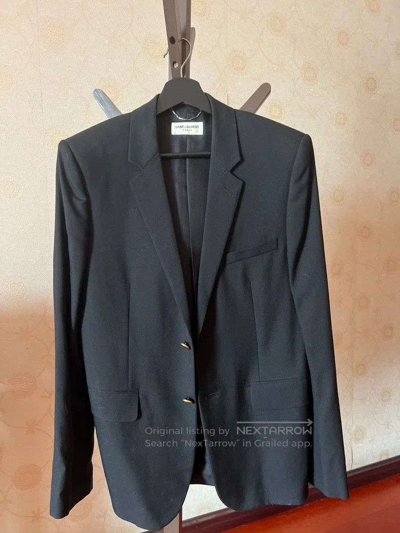 Saint Laurent Paris Saint Laurent Black Wool Blazer with Gold Buttons Size US M / EU 48-50 / 2 - 1 Thumbnail