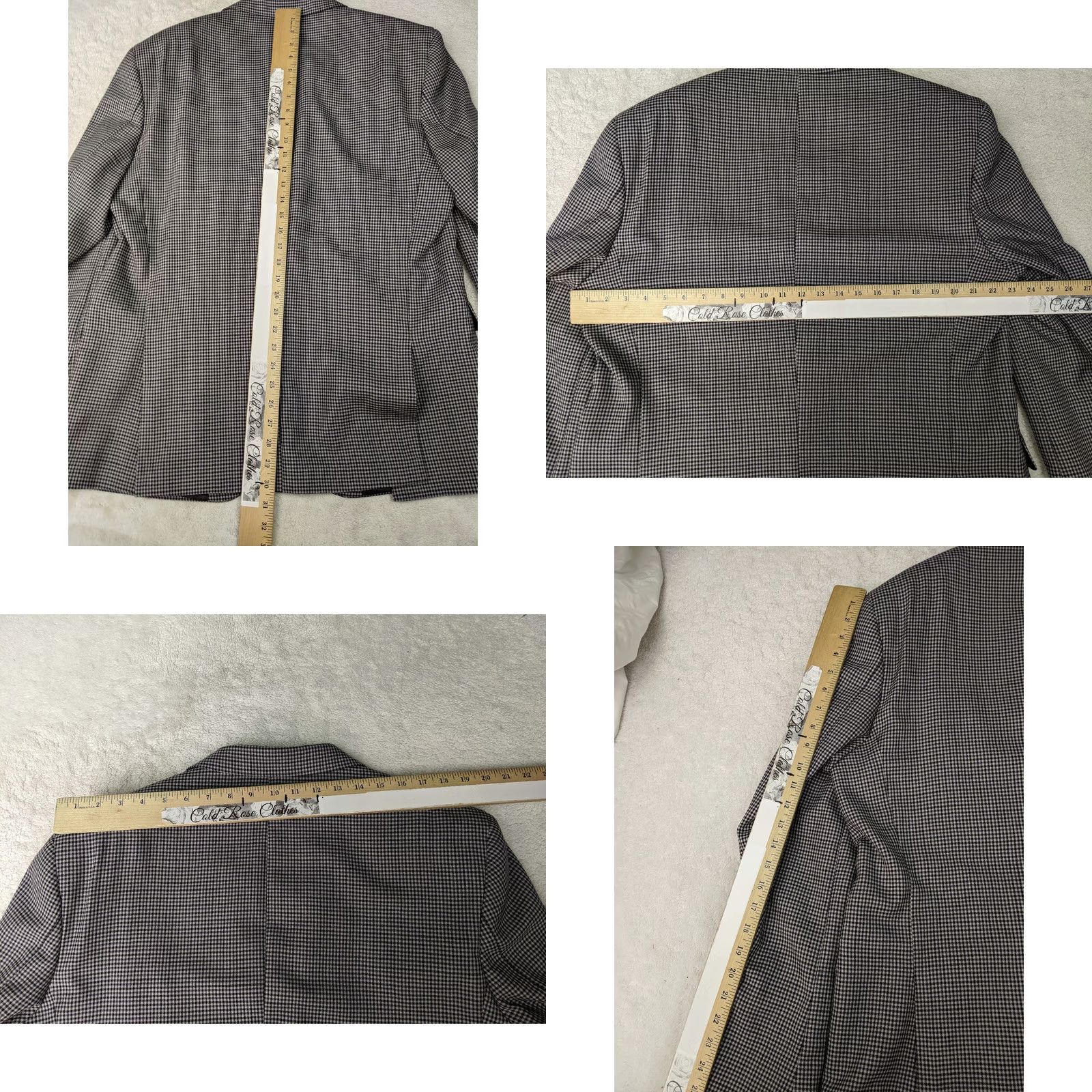 Vintage Kennith Cole 46R Black White Shepards Check 100% Wool Blazer Jacket 2 Button Size 46R - 9 Thumbnail