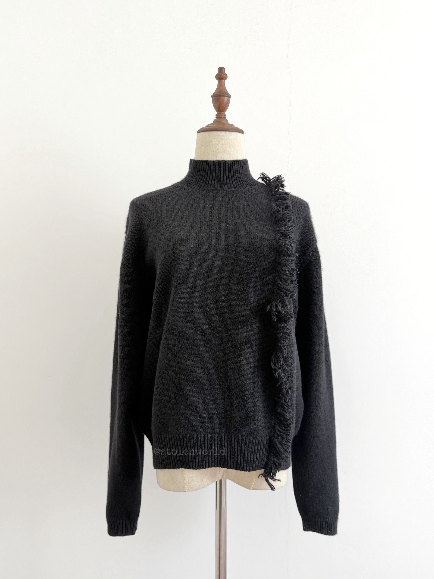 Y's black knitted high collar with tassel Size L / US 10 / IT 46 - 1 Thumbnail