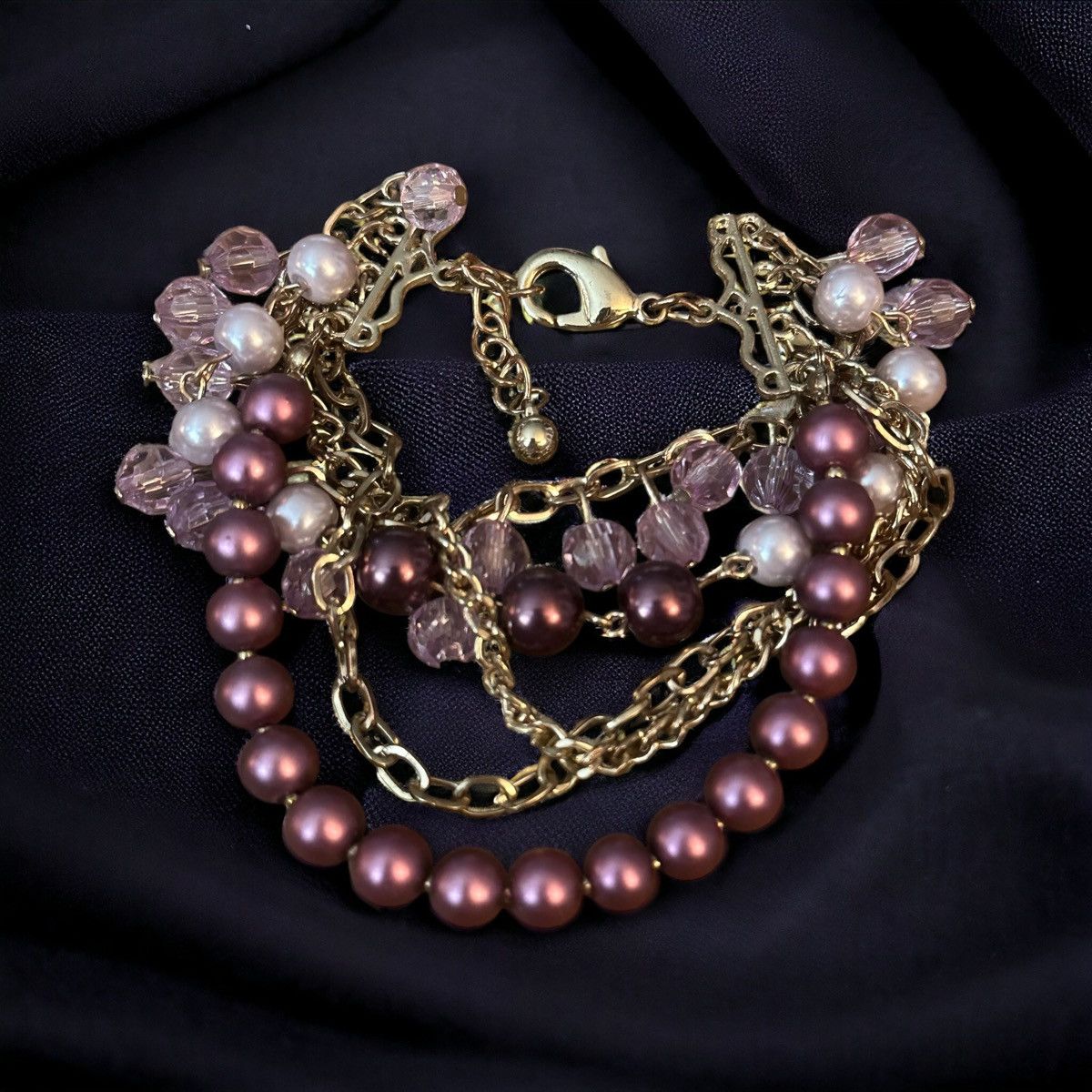 Other Multi strand chain and purple bead bracelet Size ONE SIZE - 1 Thumbnail