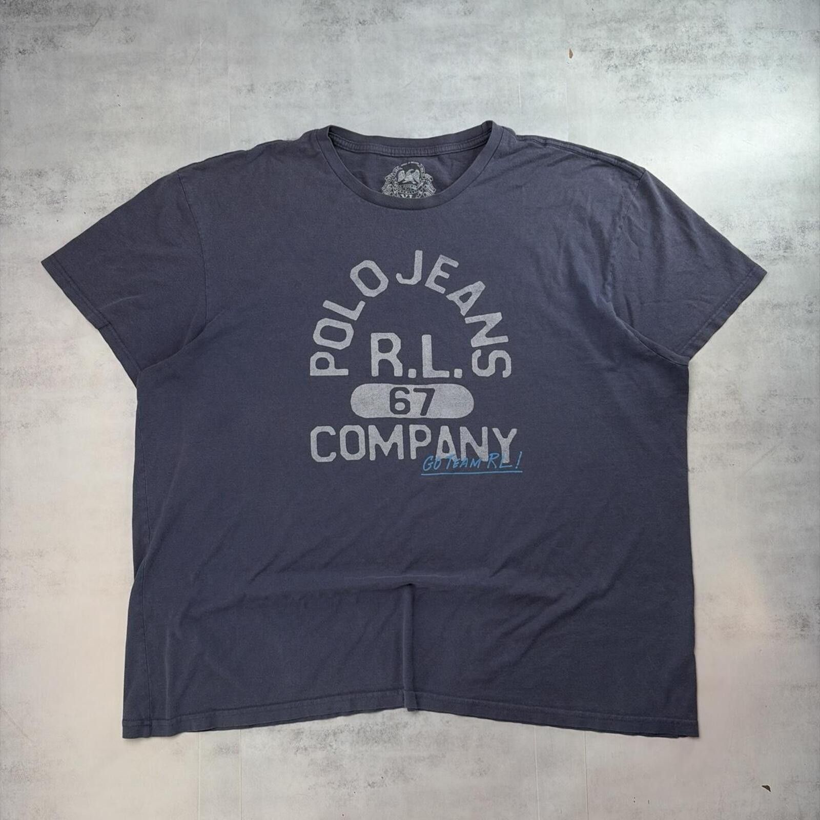 Polo Ralph Lauren Y2K Navy Polo Jeans Company Grunge Gothic T-Shirt Size US XL / EU 56 / 4 - 1 Thumbnail
