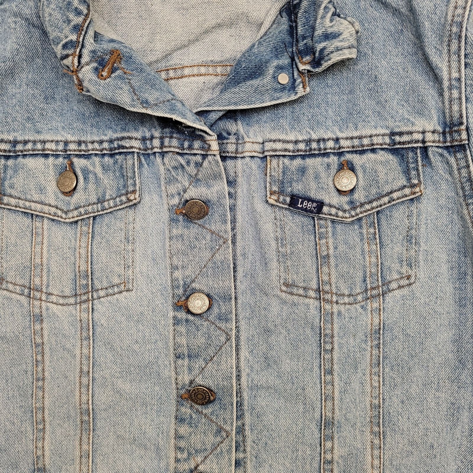 Lee VTG 80s LEE Denim Cropped Jean Jacket Womens S/M 19x18 Faded Size M / US 6-8 / IT 42-44 - 3 Thumbnail