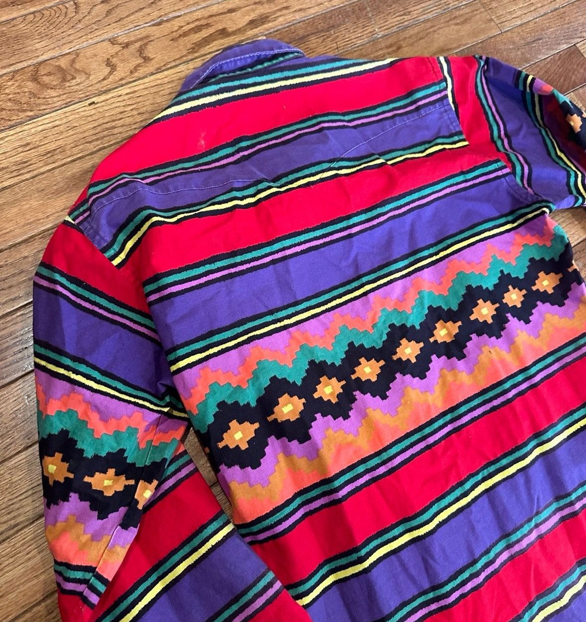 Vintage × Wrangler 1990s WRANGLER Aztec brush popper button up Size US XL / EU 56 / 4 - 2 Thumbnail