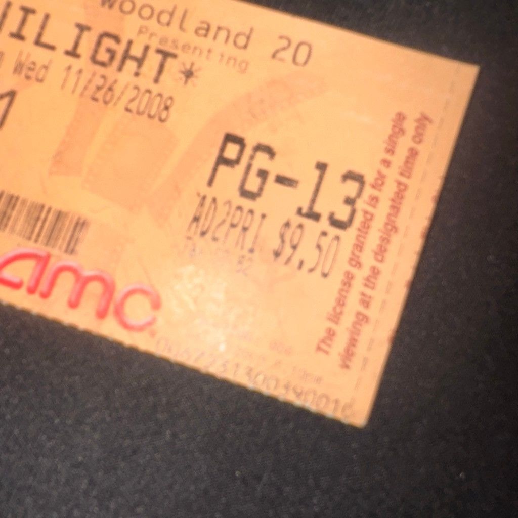 Vintage 2008 Twilight Movie Release AMC Movie Ticket Stub Orange Red Size ONE SIZE - 4 Thumbnail