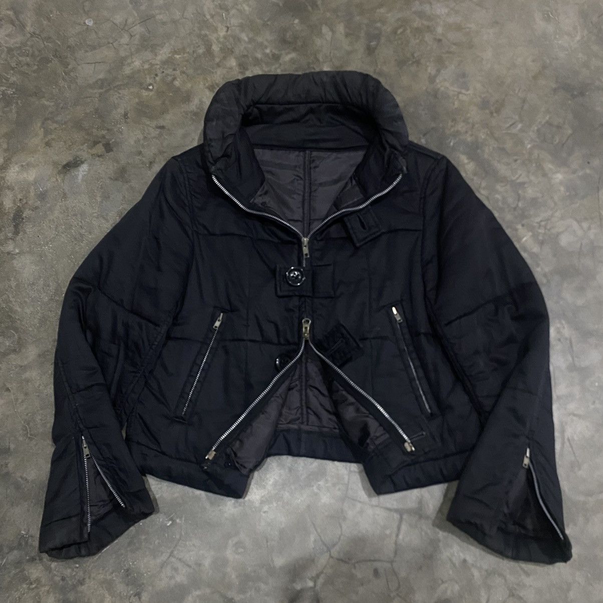 Japanese Brand Pour Deux Japanese Double Zip Bikers Puffer Jacket Size US M / EU 48-50 / 2 - 1 Thumbnail