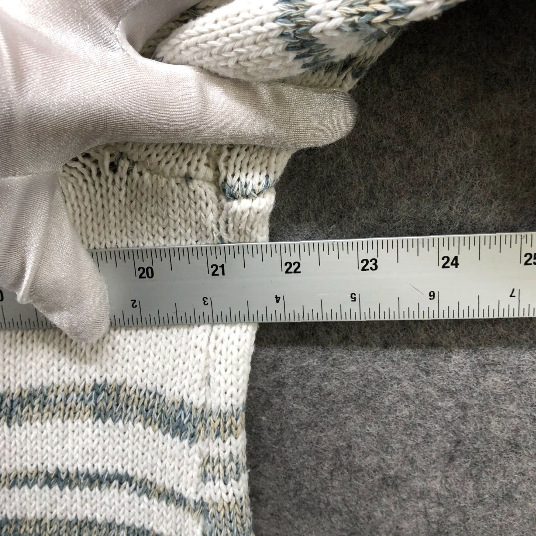 J. Jill VINTAGE J. Jill Cotton Sweater Womens M Scoop Neck Knit White Gray Stripe Pullover Size M / US 6-8 / IT 42-44 - 7 Thumbnail