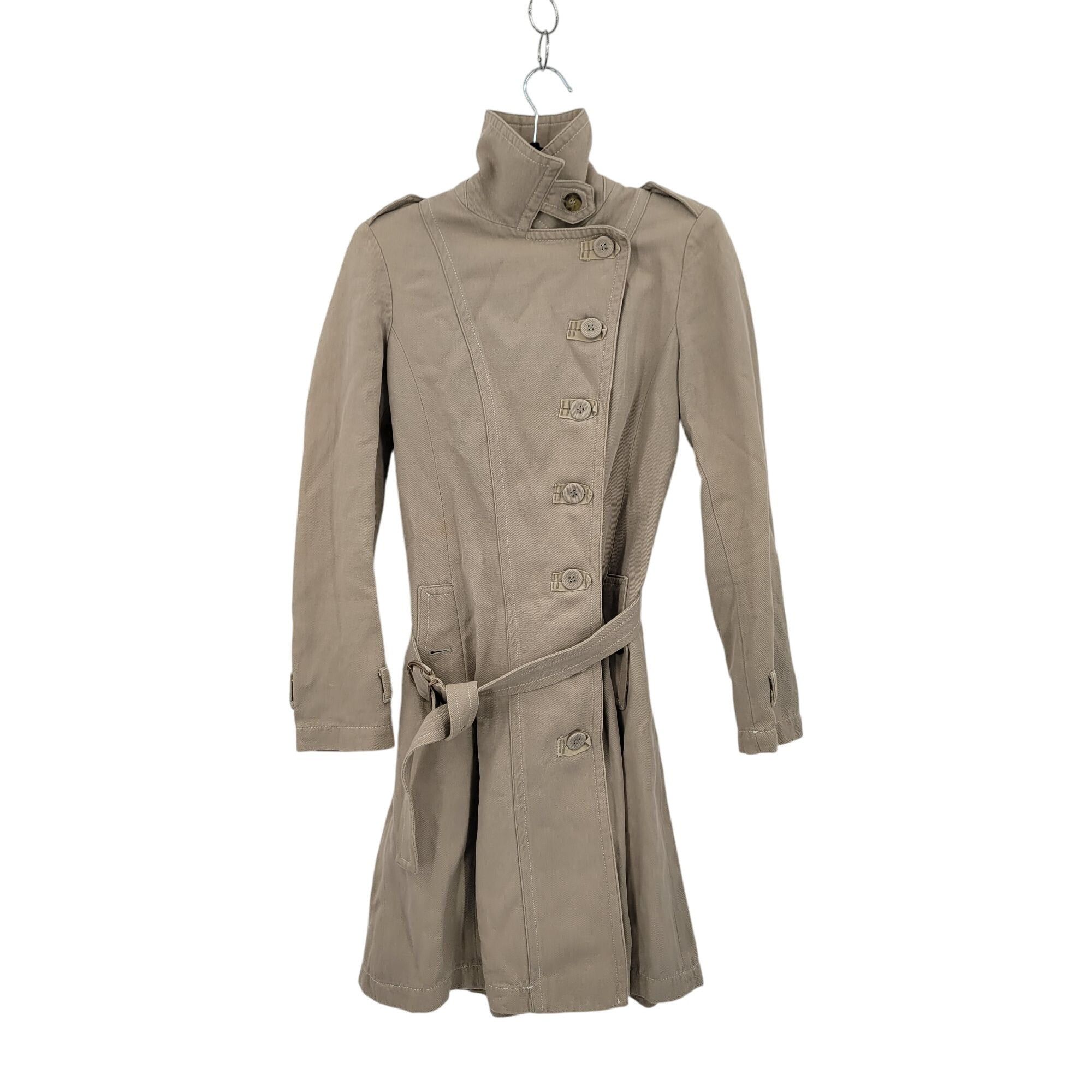 Pinko Pinko Womens Beige Belted Trench Coat Sz S Button Closure Hi Size S / US 4 / IT 40 - 6 Thumbnail