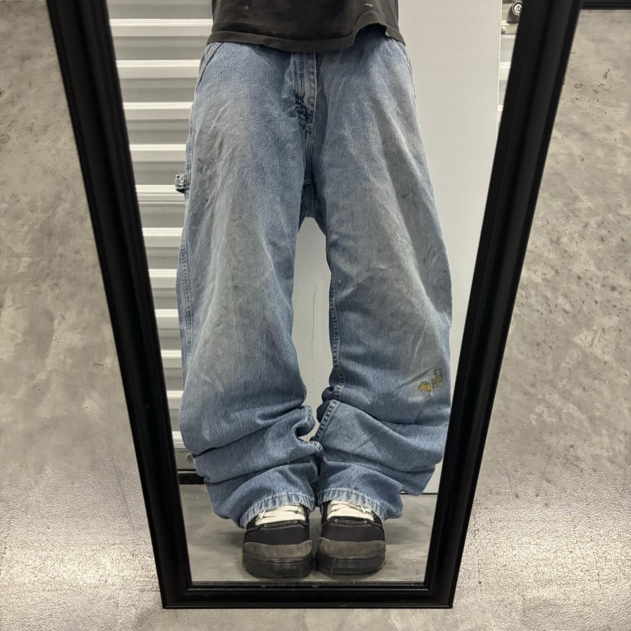 Japanese Brand × Vintage Crazy Vintage Y2K/2000s Baggy Light Wash Distressed Skater Carpenter Denim Jeans! Size US 34 / EU 50 - 1 Thumbnail