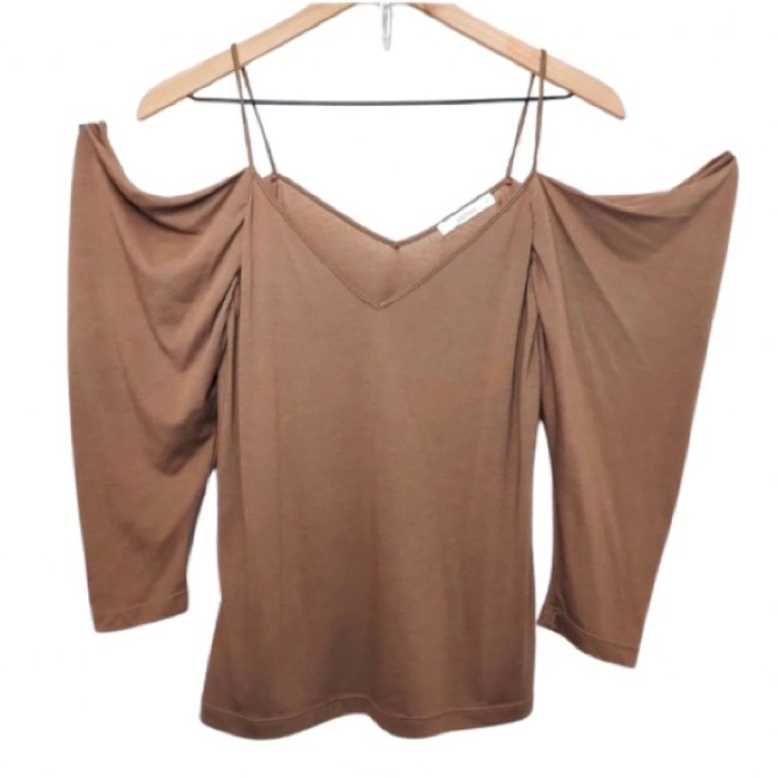 H&M H&M Clothes Neutral Brown Off Shoulder Draped Blouse Top Size M / US 6-8 / IT 42-44 - 1 Thumbnail