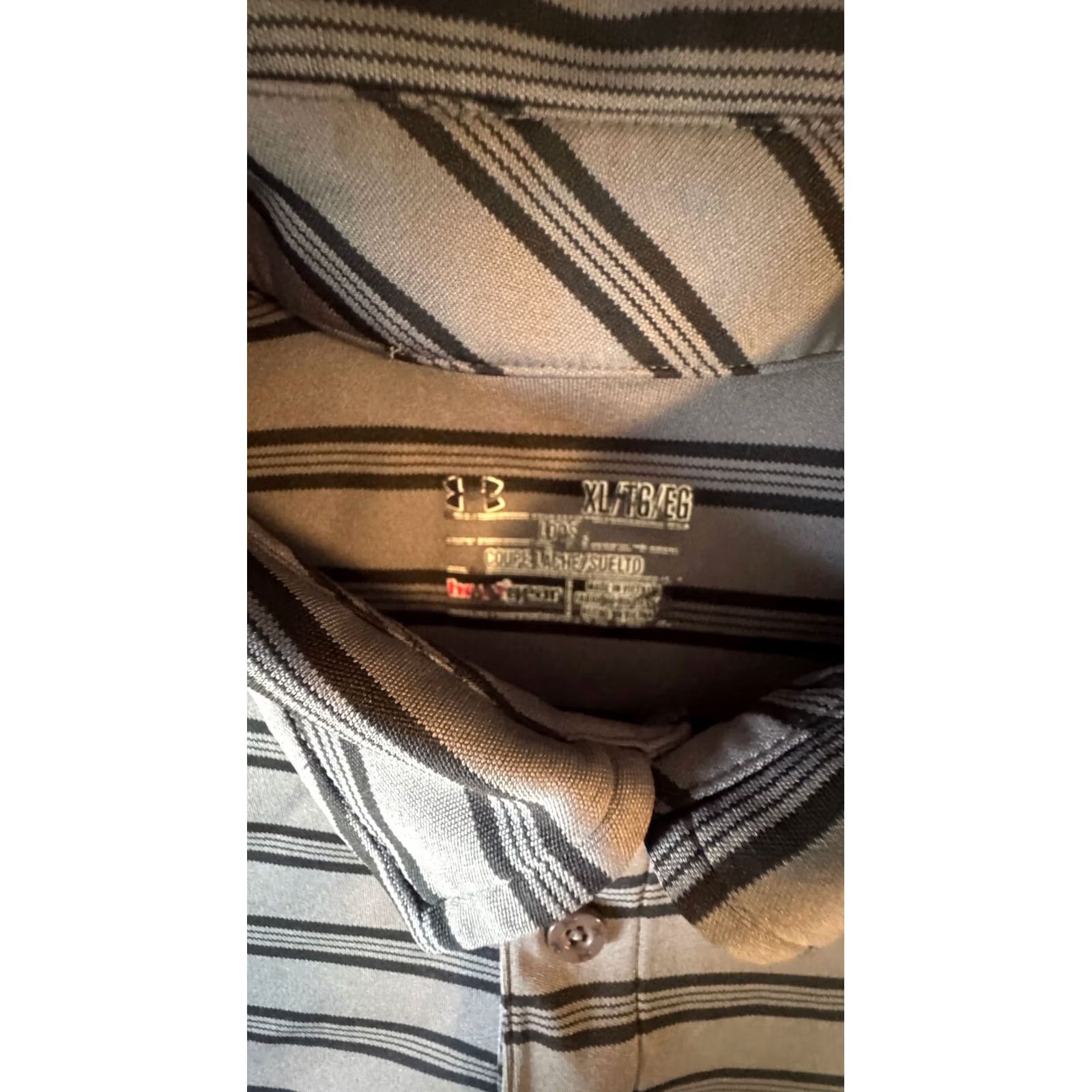Under Armour Under Armour HeatGear Short Sleeve Polo Men's XL Gray Striped Golf Shirt Size US XL / EU 56 / 4 - 2 Thumbnail