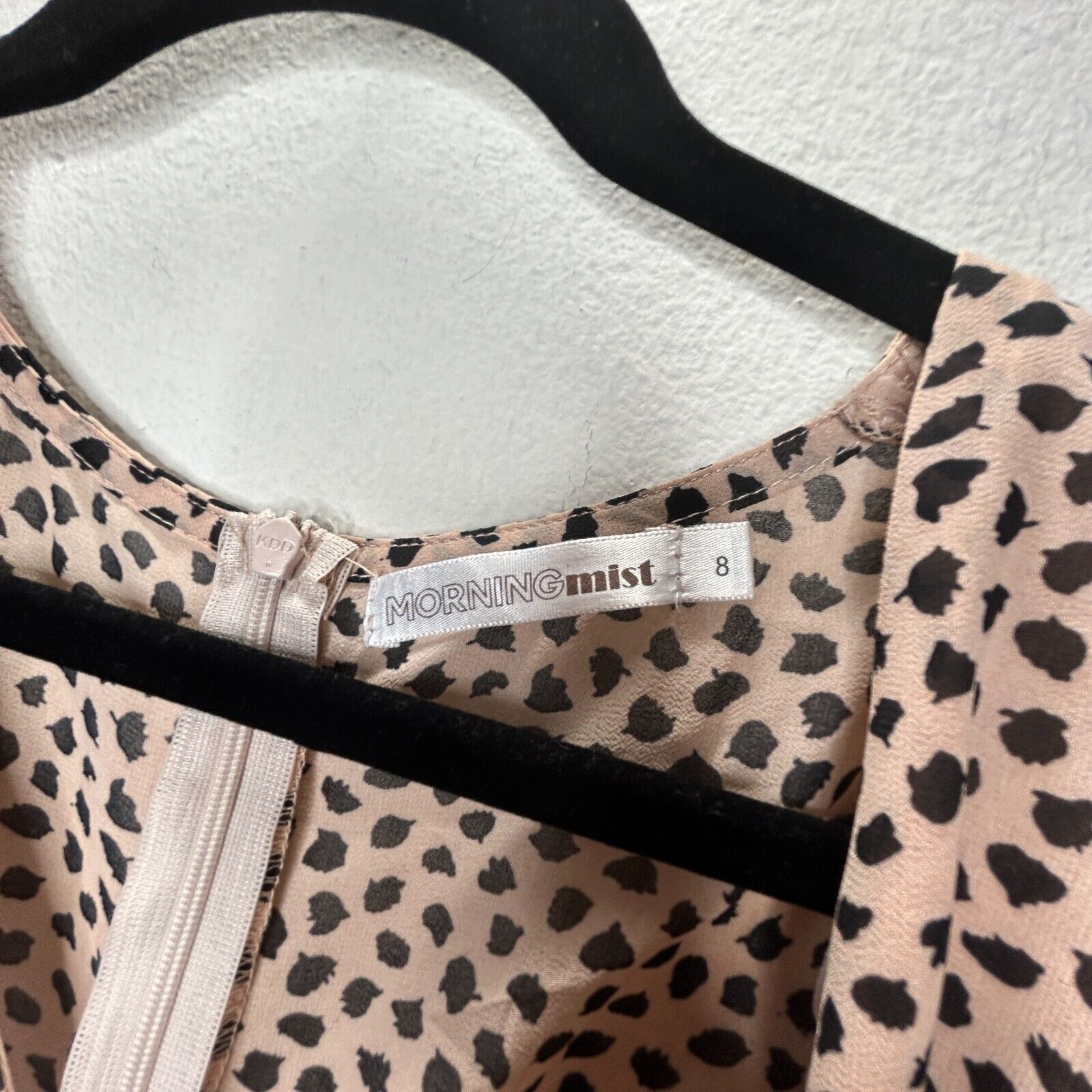 Other Morning Mist Peach Black Polka Dot VNeck Short Sleeve Dress Size S / US 4 / IT 40 - 6 Thumbnail