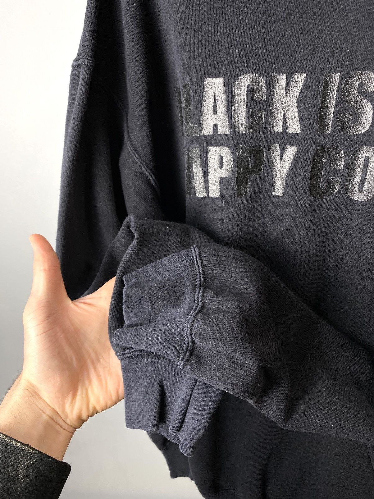 Vintage Vintage 1990’s Black Is My Happy Colour Hoodie Grail Size US L / EU 52-54 / 3 - 8 Thumbnail