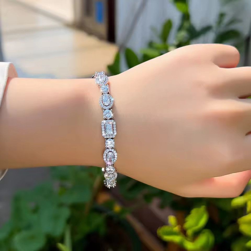 Jewelry Oval Rectangle Silver Color Bracelet Size ONE SIZE - 1 Thumbnail