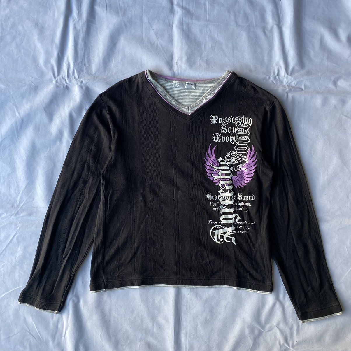 If Six Was Nine × Japanese Brand × Le Grande Bleu (L.G.B.) Japanese Style Double Layer Agreeable Voice Poem Long Sleeve Size US M / EU 48-50 / 2 - 1 Thumbnail