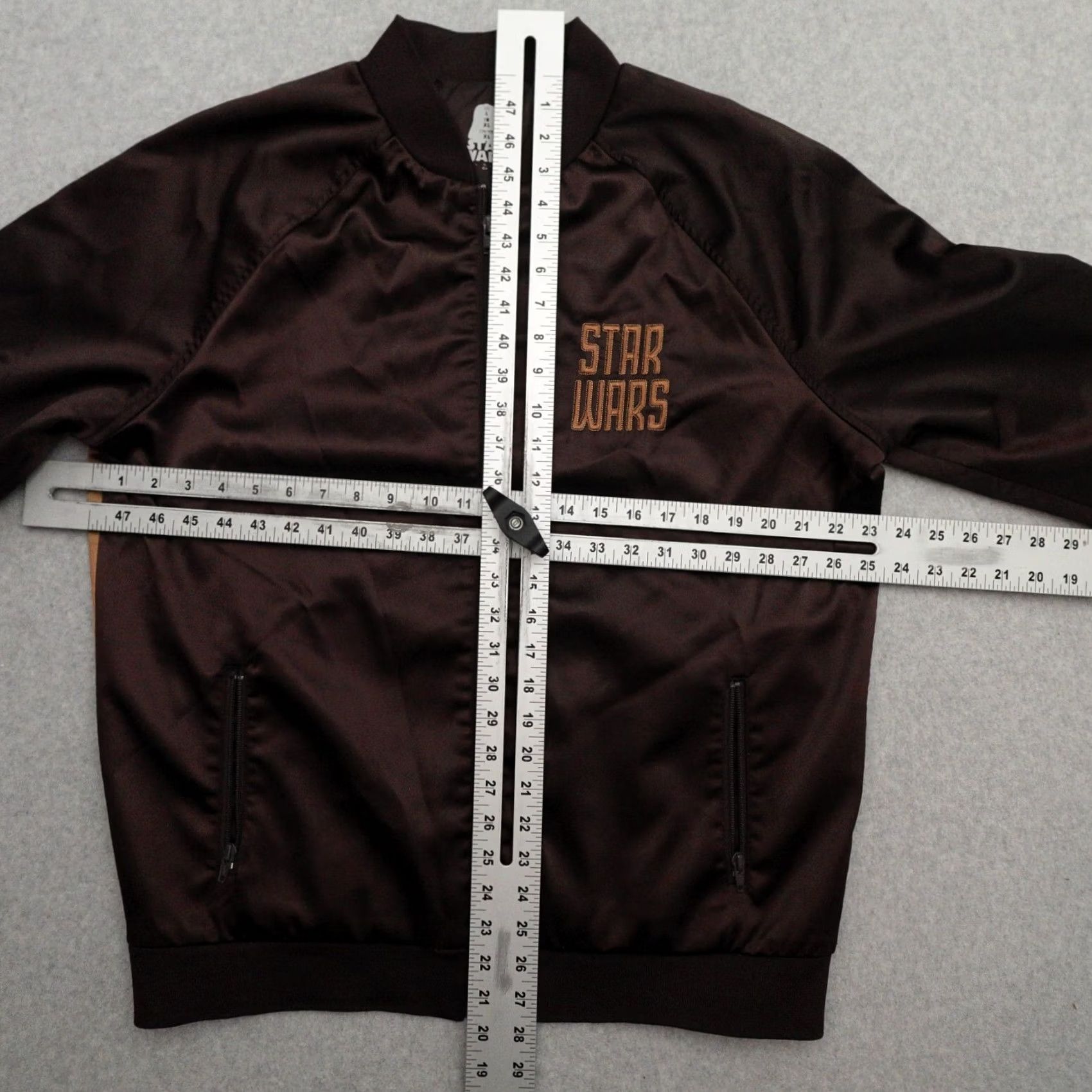 Disney VTG Disney Star Wars Large Jacket Men Brown Bomber Satin Polyester Star Wars Theme 70s 80s Vintage LT Mens Size US L / EU 52-54 / 3 - 3 Thumbnail