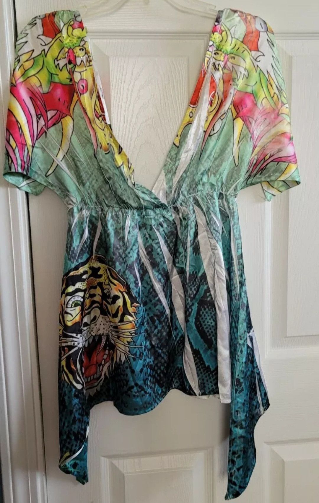 NWT Ed Hardy by Christian Audigier Tiger Rhinestone Top S