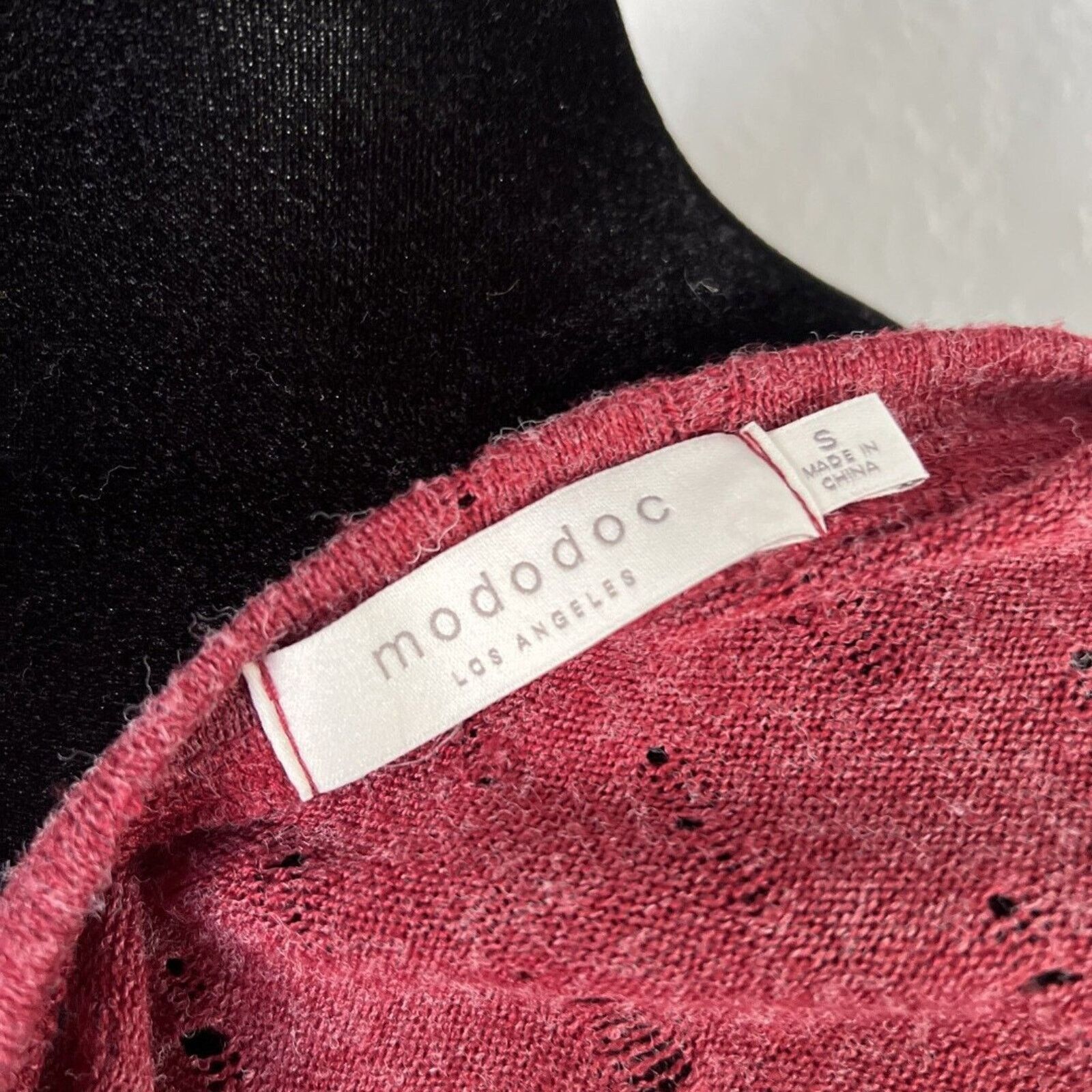 Other Mododoc HiLo Eyelet Sweater Small Burgundy Wine Long Sleeve Size S / US 4 / IT 40 - 8 Thumbnail