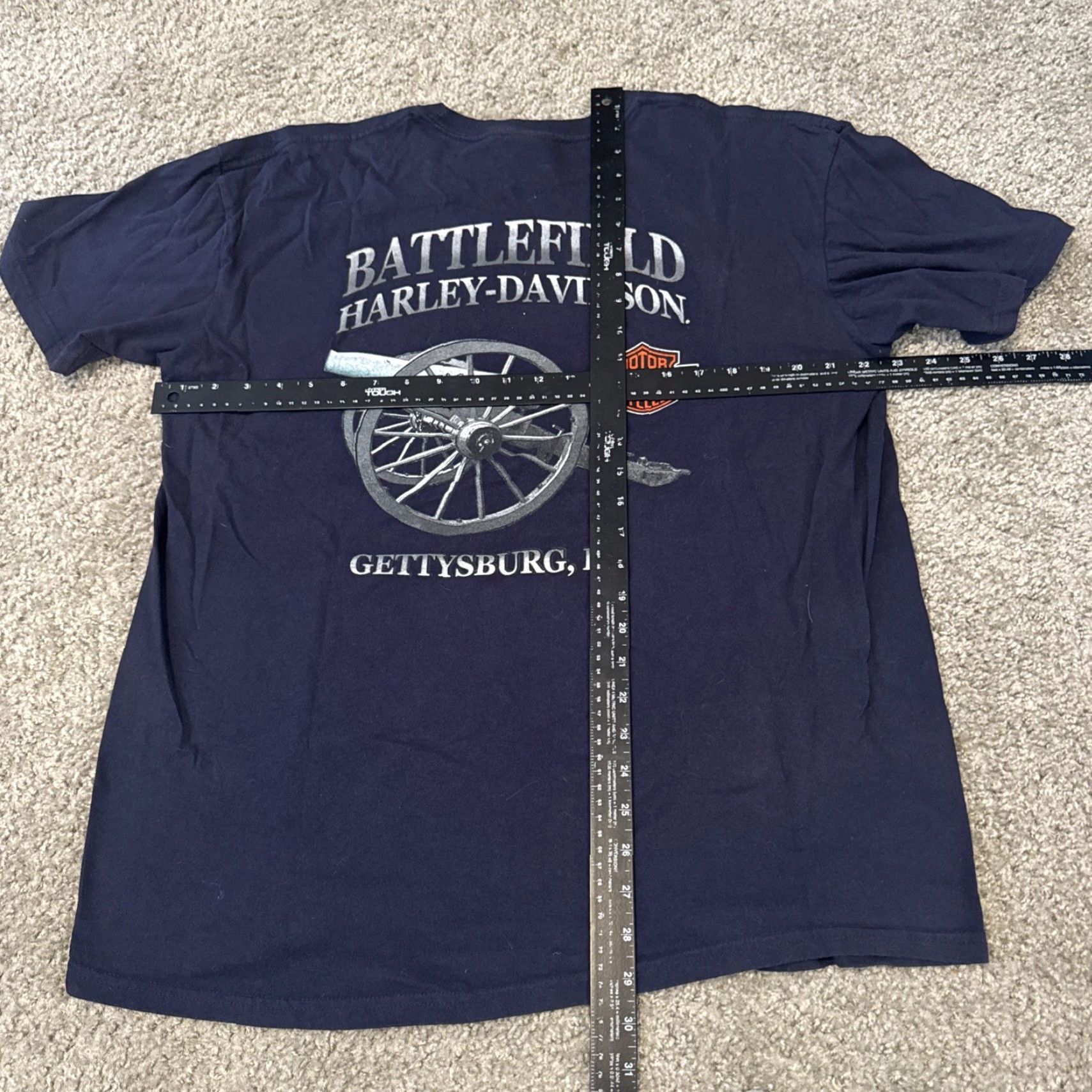 Harley Davidson Harley-Davidson Motorcycles Gettysburg Battlefield Biker Navy Blue T-Shirt XL Mens Size US XL / EU 56 / 4 - 5 Thumbnail