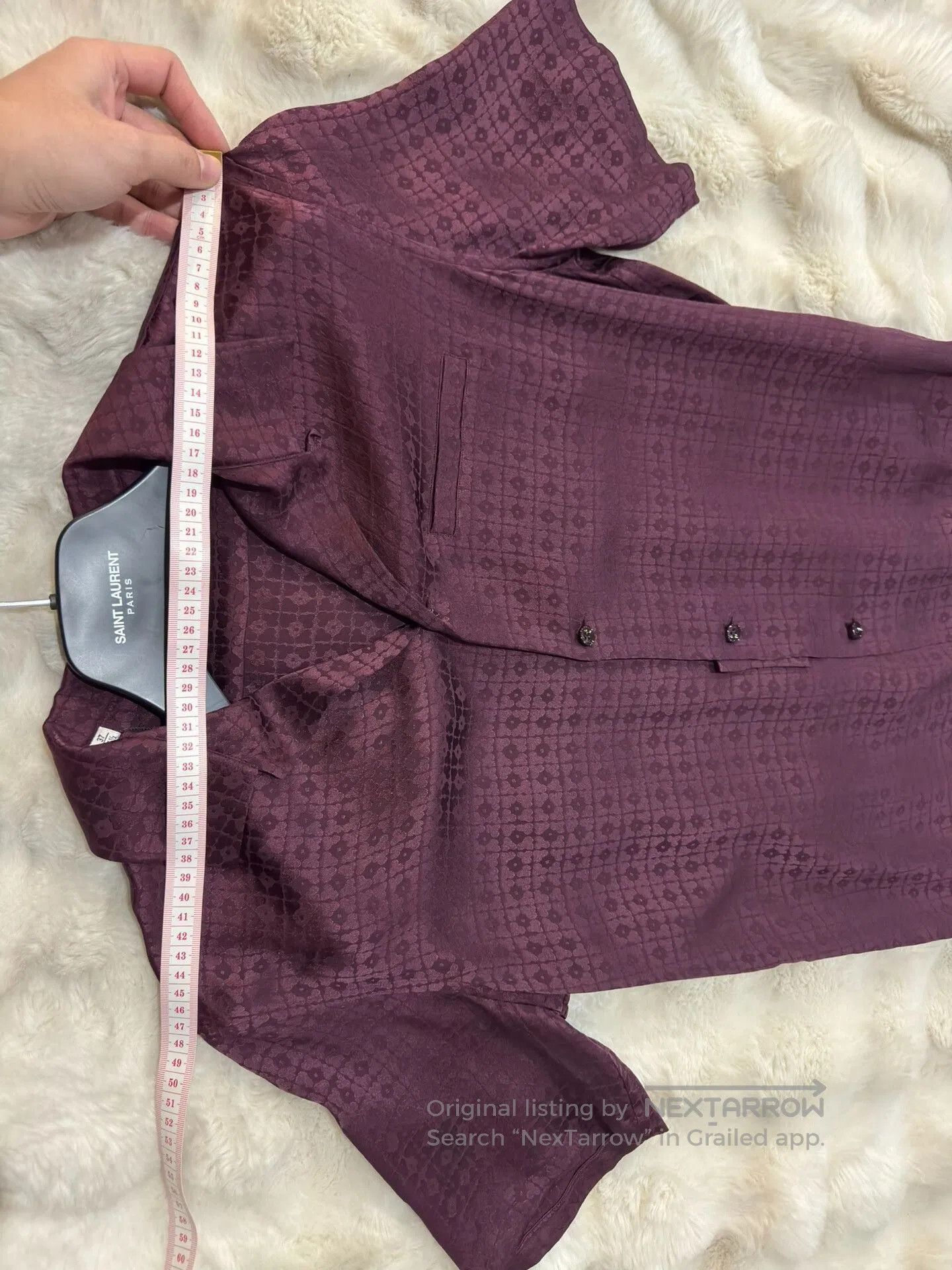 Saint Laurent Paris Saint Laurent Embossed Silk Shirt. Size XS / US 0-2 / IT 36-38 - 5 Thumbnail