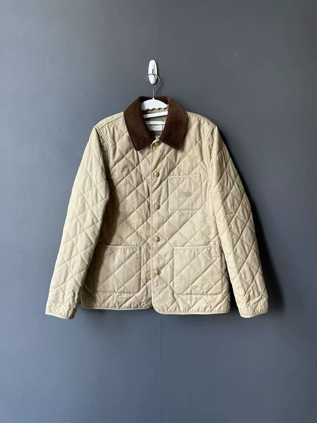 Celine celine beige quilted cotton coat with collar Size S / US 4 / IT 40 - 1 Thumbnail