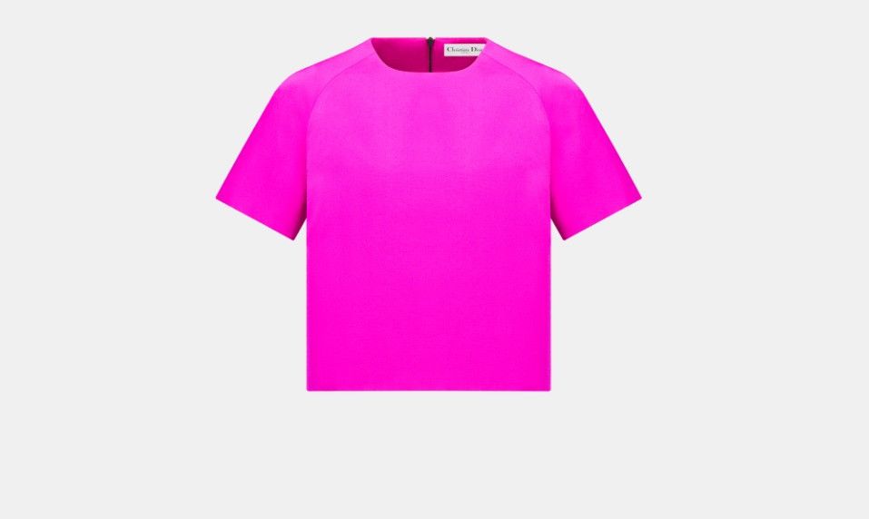Dior o1w1db10824 Wool & Silk Short-Sleeved Top in Fuchsia Size M / US 6-8 / IT 42-44 - 1 Thumbnail